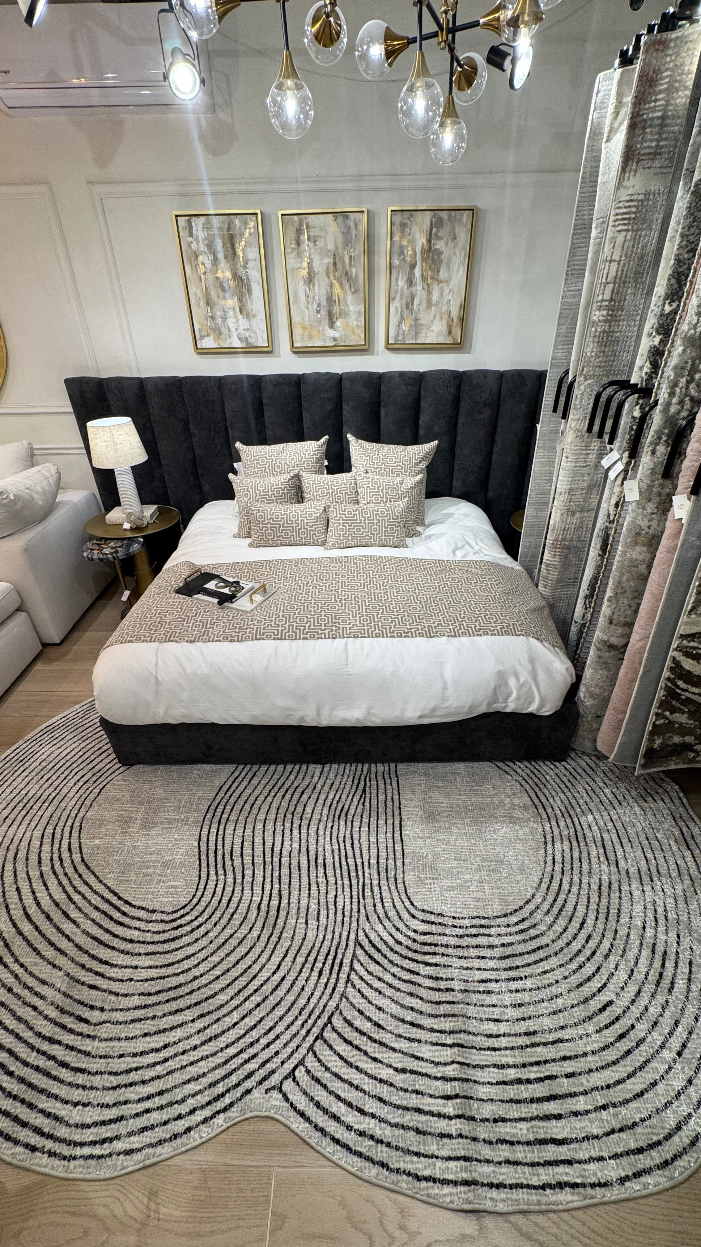 Cream Sheen Rug with Black, Copper & Silver Touches in novelty cut design - Z328A (POL810)