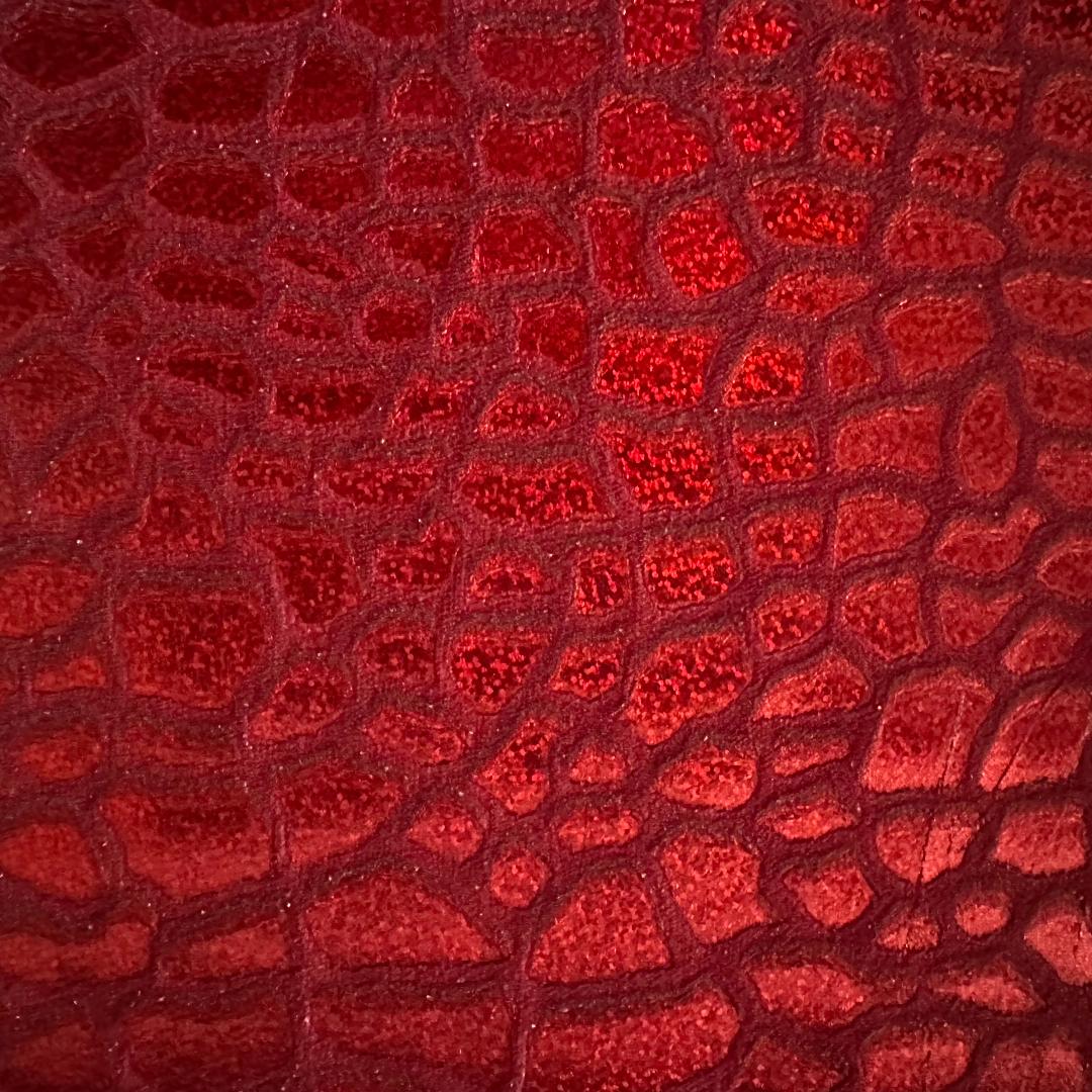 Giraffe Embossed Hologram Velvet Poly Stretch Fabric | Spandex palace