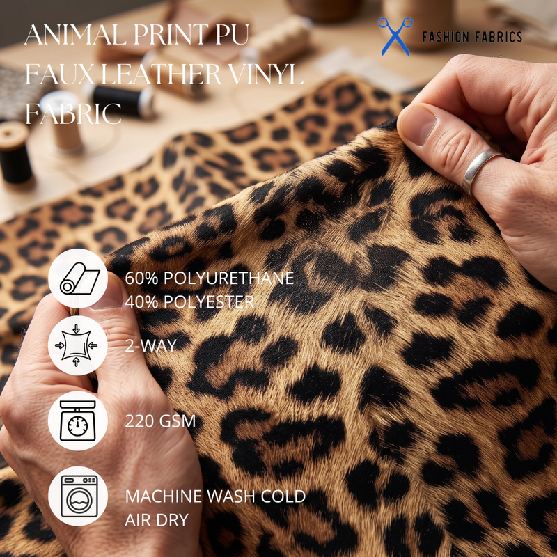 Animal Print PU Stretch Faux Leather Apparel Vinyl Fabric