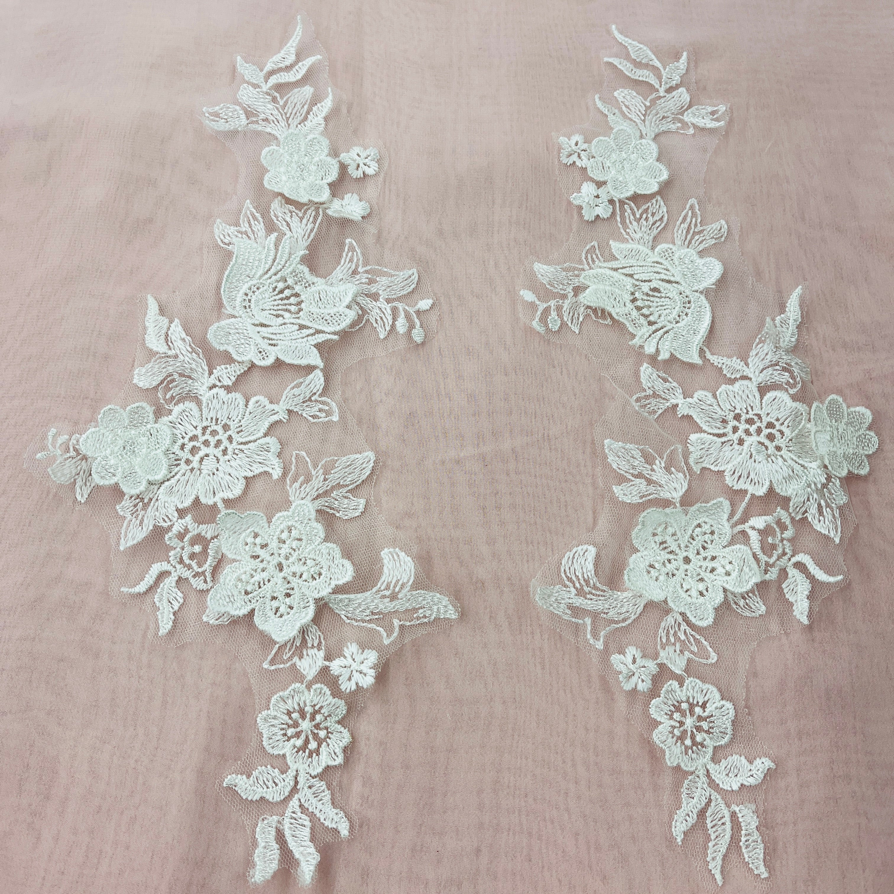 3D Floral Lace Applique Embroidered on 100% Polyester Net Mesh | Lace USA - 21901W
