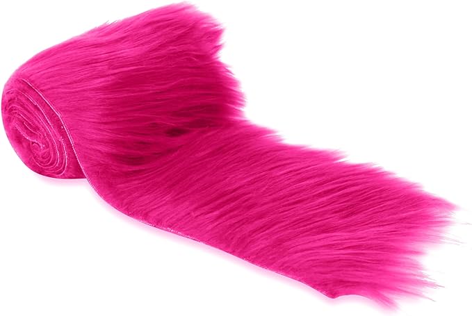 Mohair Shaggy Faux Fur Fabric - Pre Cut Strips | Trim Ribbon | Fuchsia