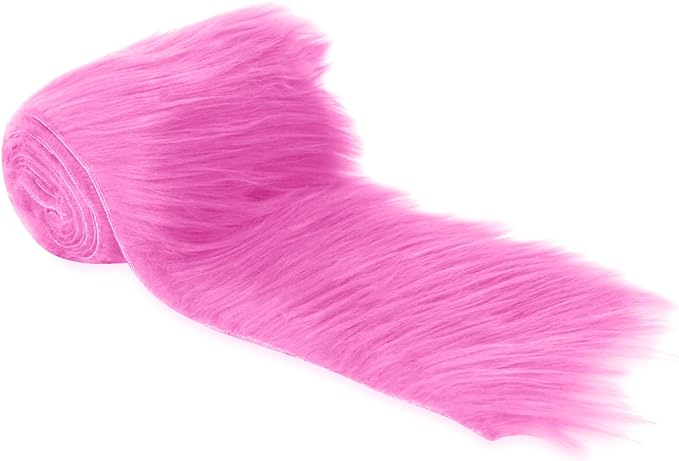 Mohair Faux Fur Fabric Ribbon | Bubblegum | Shaggy Craft Trim Pre-Cut