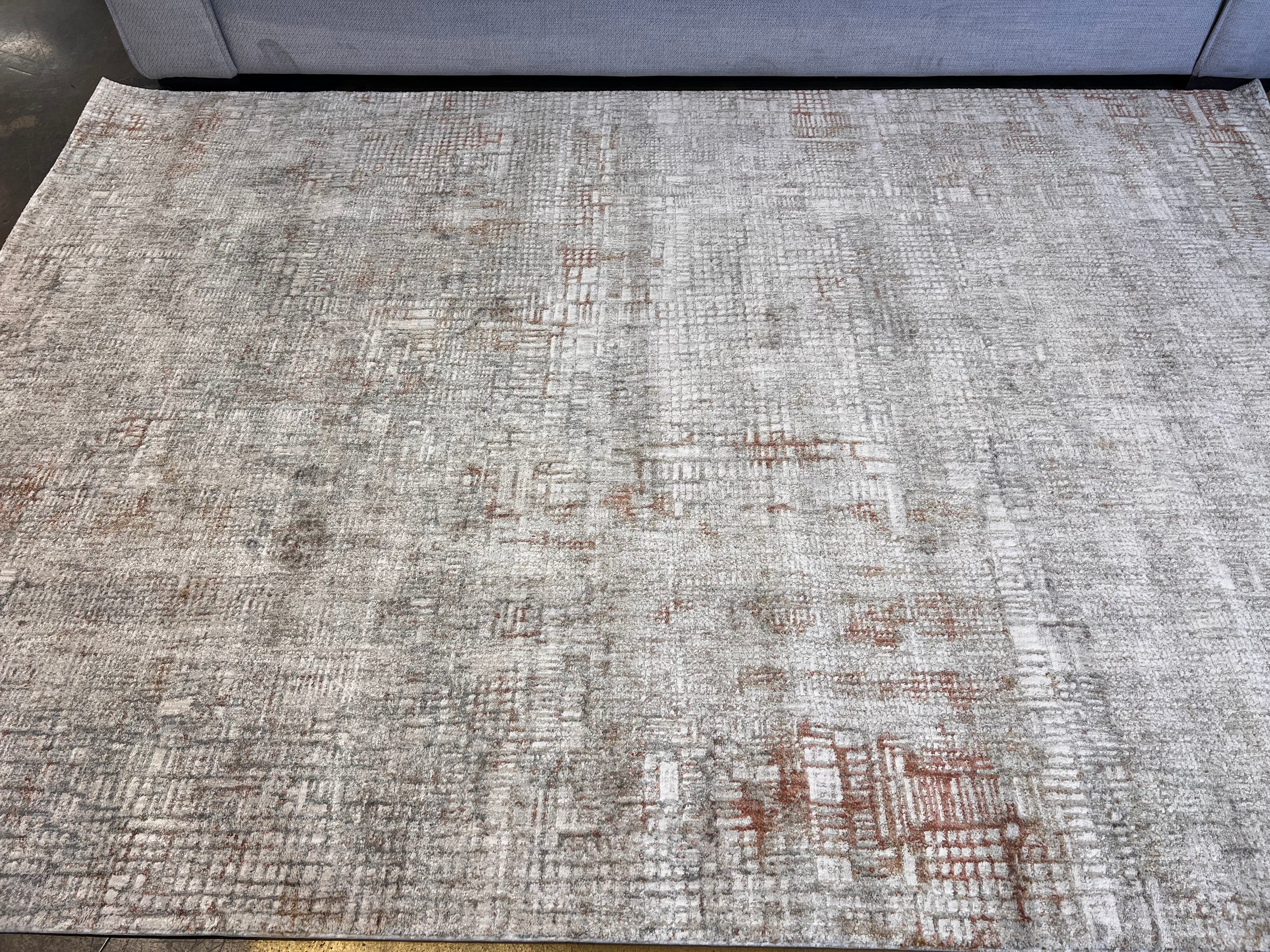 Abstract Cream Rug with Brick Orange and Earth-Tone Accents - KAI 301