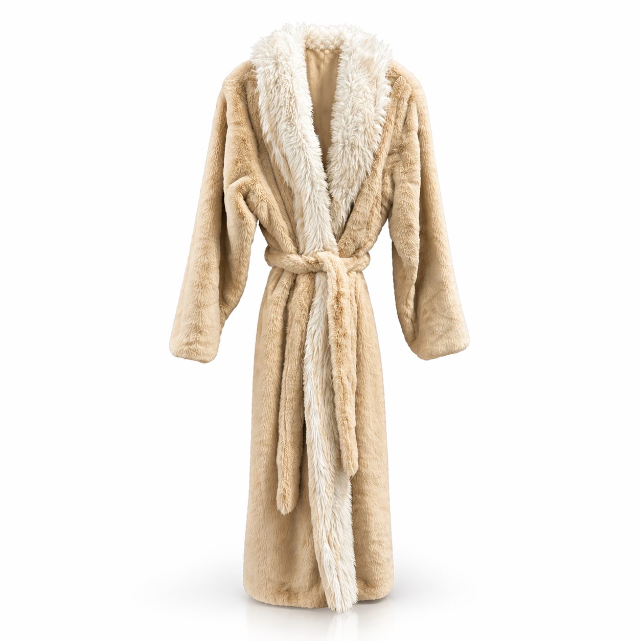 Stylish Sandy Beige Soft-Touch Robe with Two-Tone Ivory Velvet Interior – Perfect for Lounging or Luxe Outdoor Wear - REXA ROBE 6