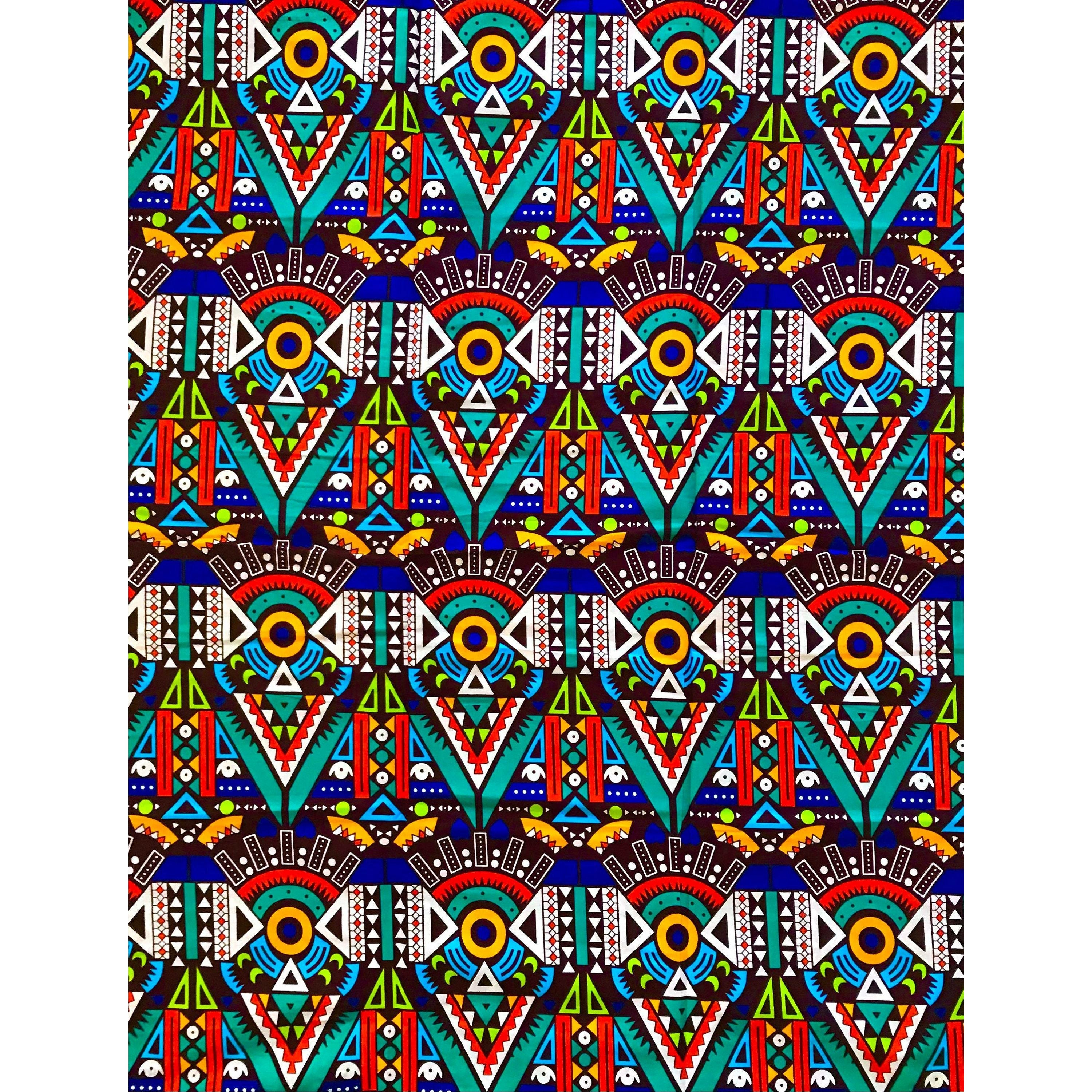 African Fabric/ Ankara - Multicolored 'Nubia Sans Souci,' Design, YARD or WHOLESALE