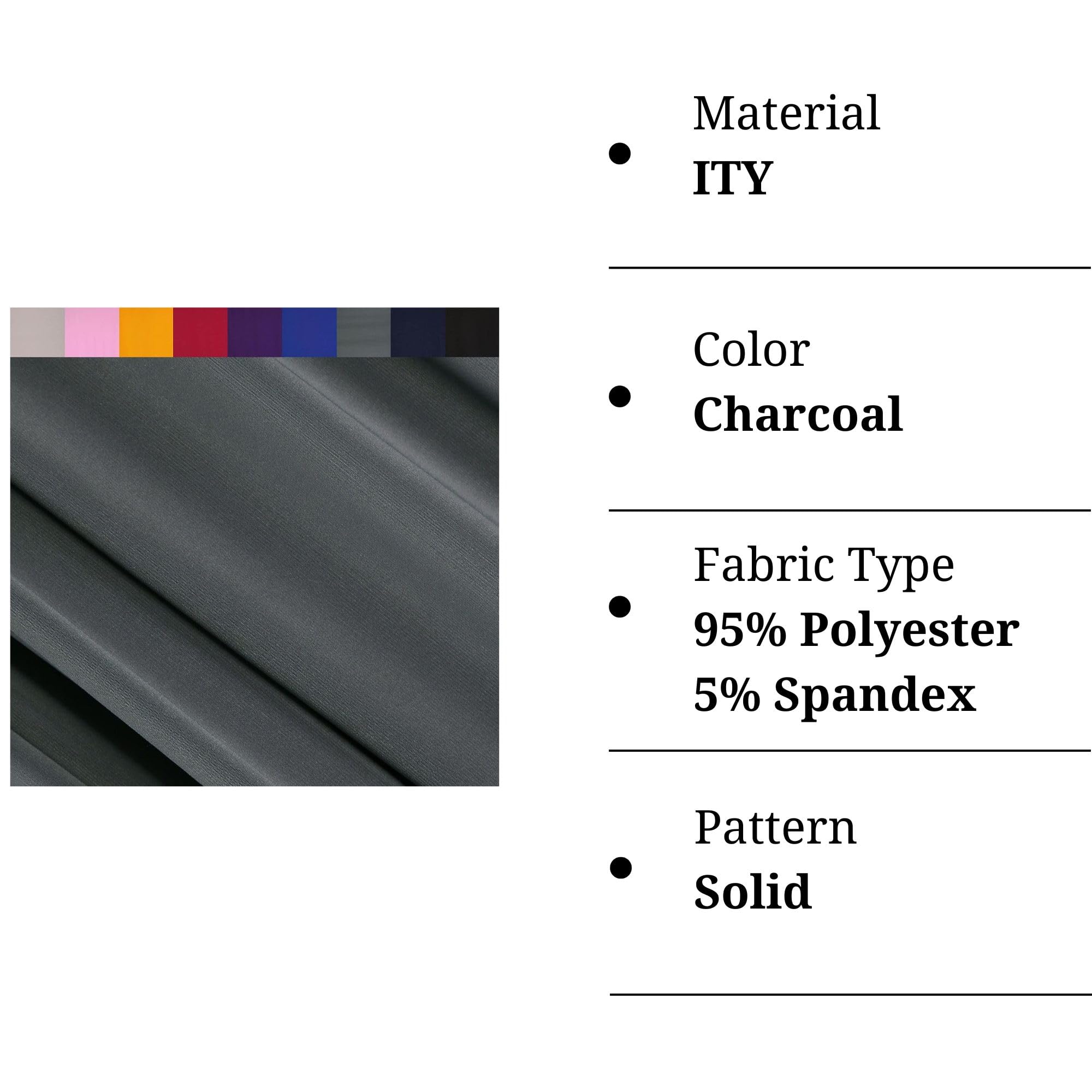 ITY polyester spandex knit fabric – Charcoal Soft Stretch by the Yard