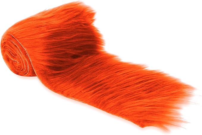 Mohair Faux Fur Trim | Orange Shaggy Pre-Cut Strips