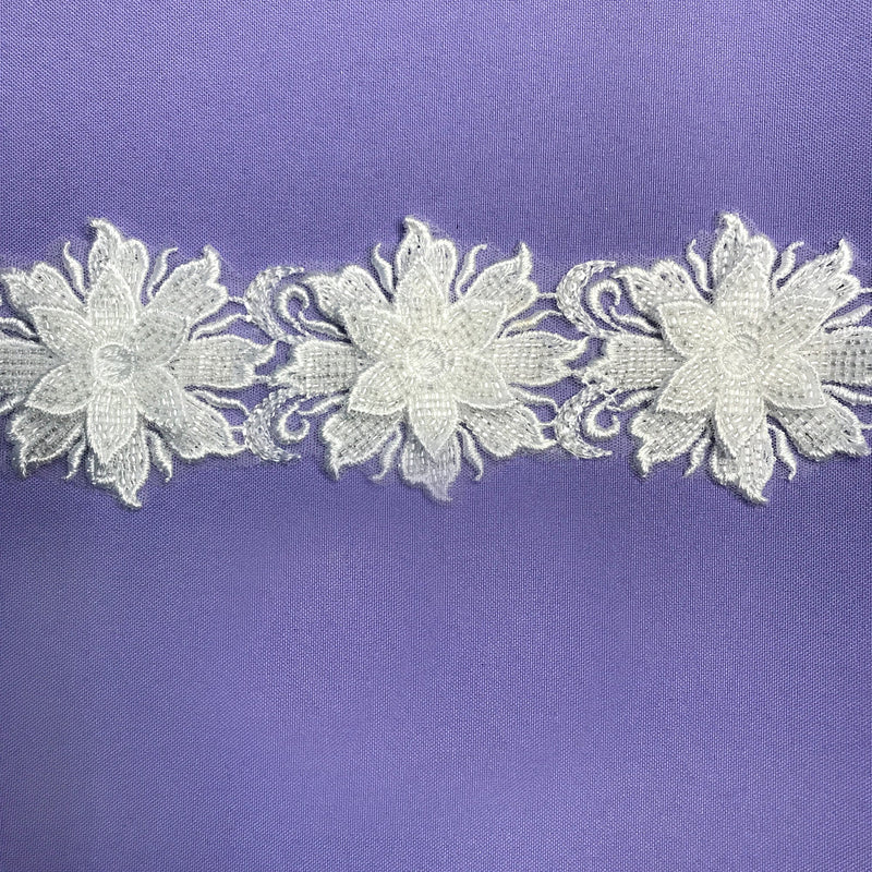 Beaded 3D Floral Lace Trimming Embroidered on 100% Polyester Net Mesh | Lace USA - 73037W-HB
