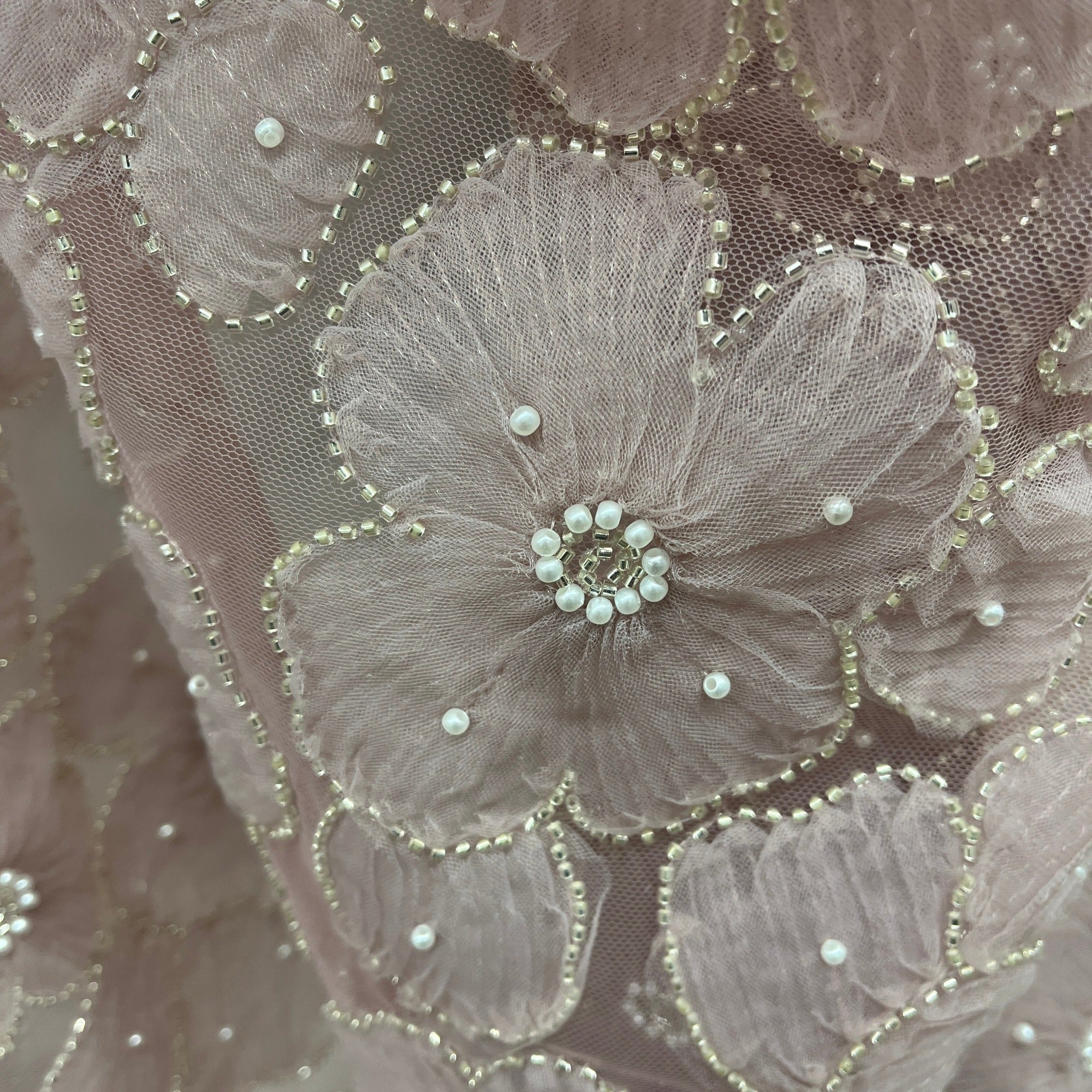 Beaded 3D Floral Lace Fabric for Bridal, Quinceañera & Dance Dresses | Lace USA - GD-216