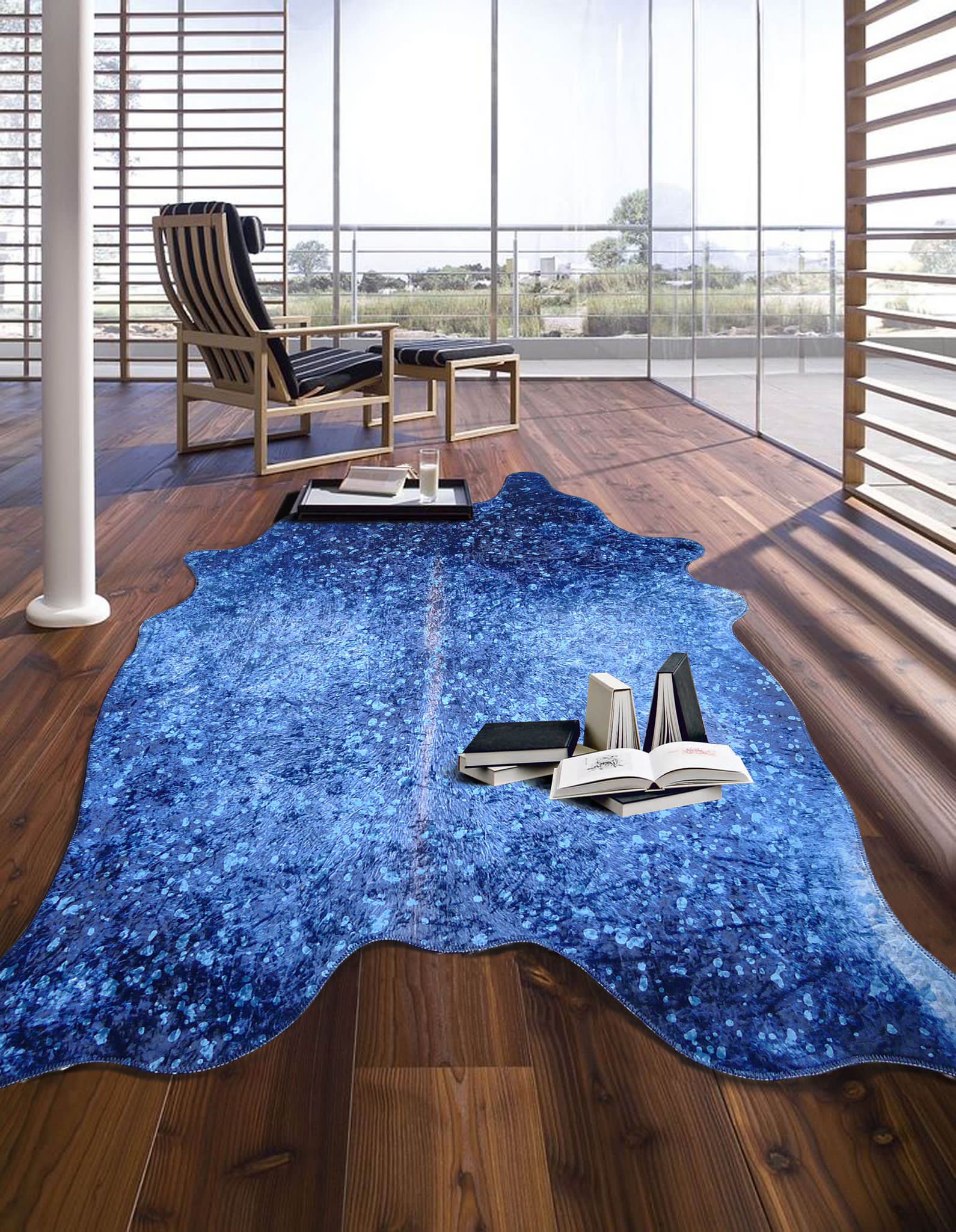 Vegan Metallic Shinny Glow Faux Hide/Cowhide Area Rug/Carpet