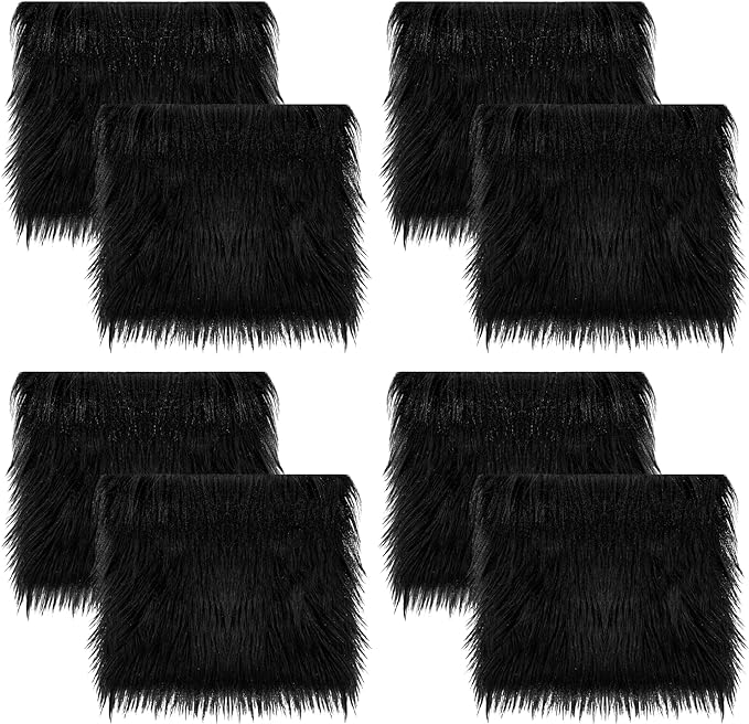 FabricLA Faux Fur Fabric - 8 Pieces Square Fur Material Fabric - 10" X 10" Inches (25cm x 25cm) - Shaggy Fur Patches Fabric Cuts Chair Cover Seat Cushion for DIY Craft -