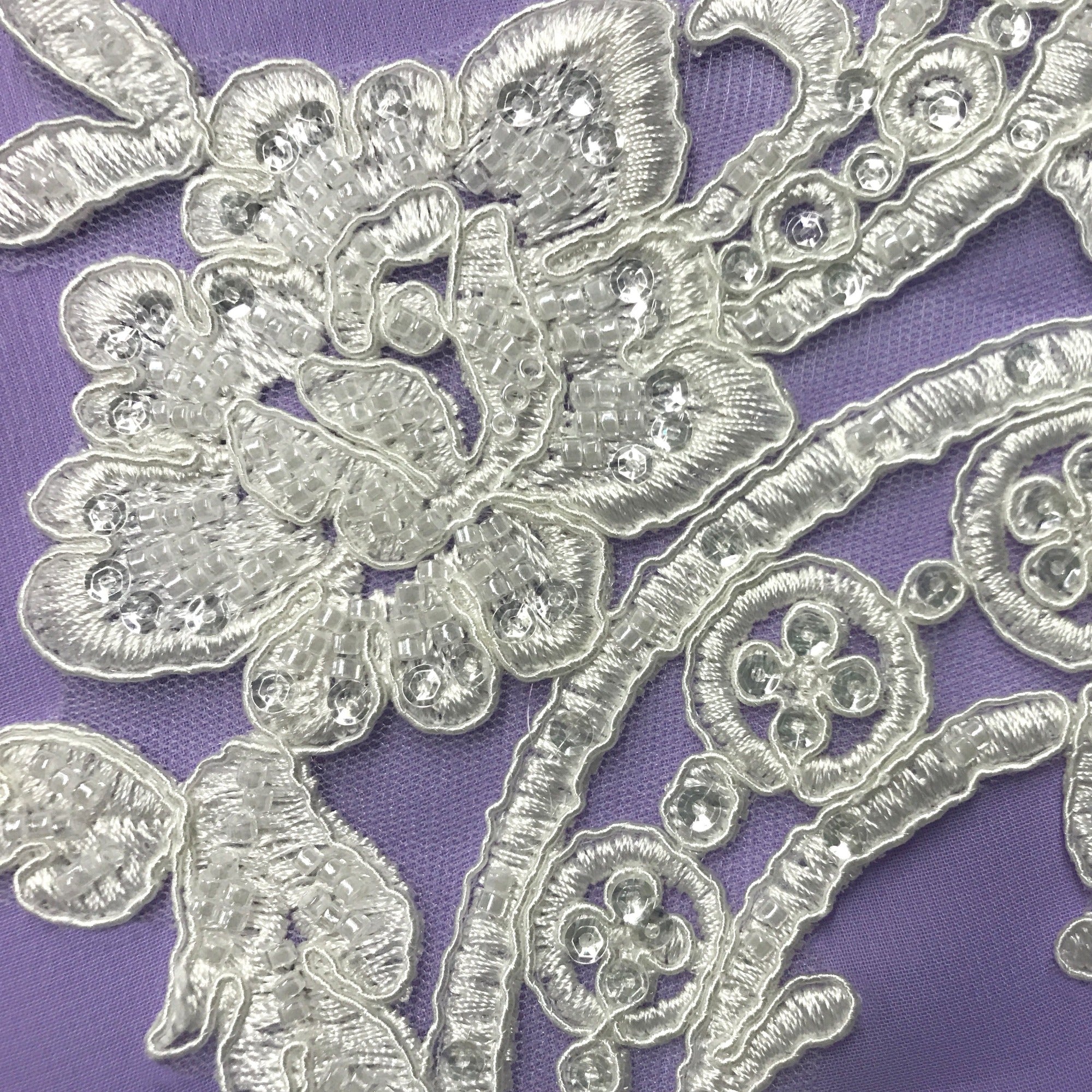Beaded & Corded Floral Lace Applique for Bridal & Quinceañera Dresses | Lace USA - 96434W-HB