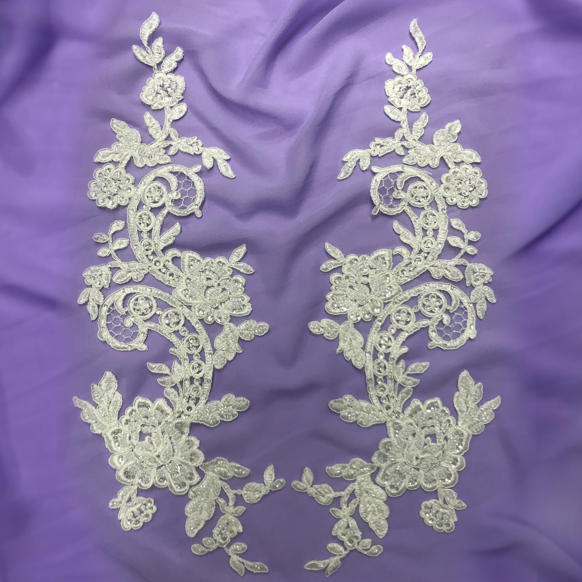 Beaded & Corded Floral Lace Applique for Bridal & Quinceañera Dresses | Lace USA - 96434W-HB