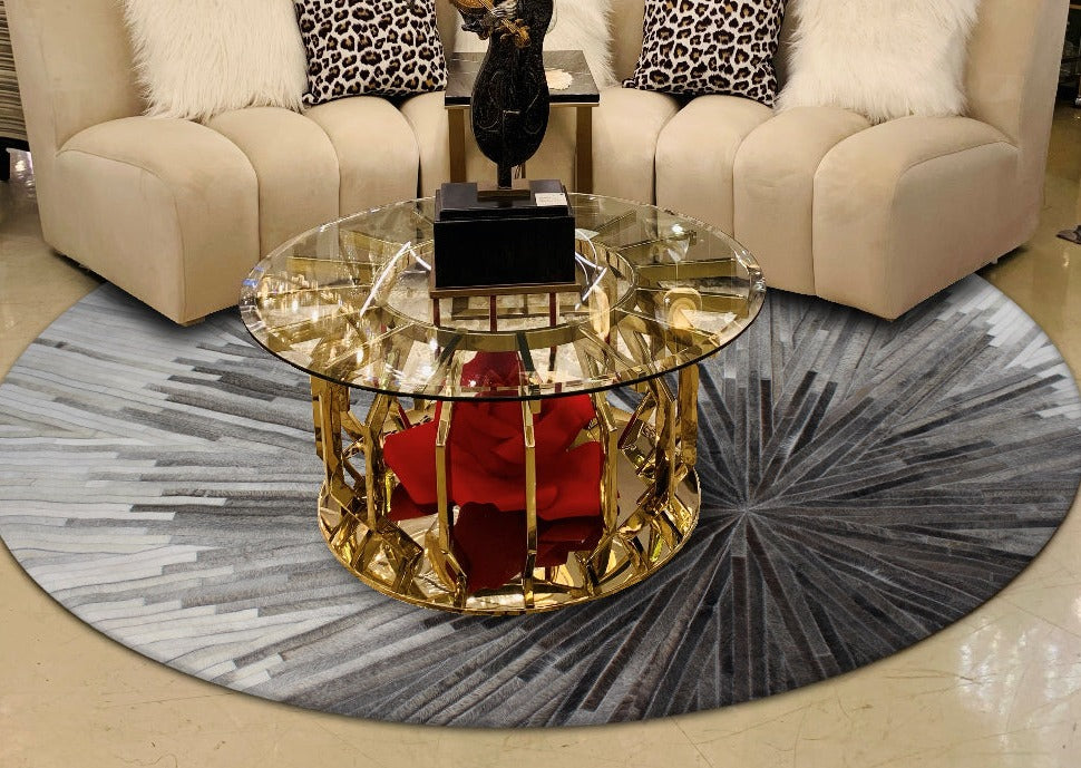 Leather Patchwork Cowhide Area Rug