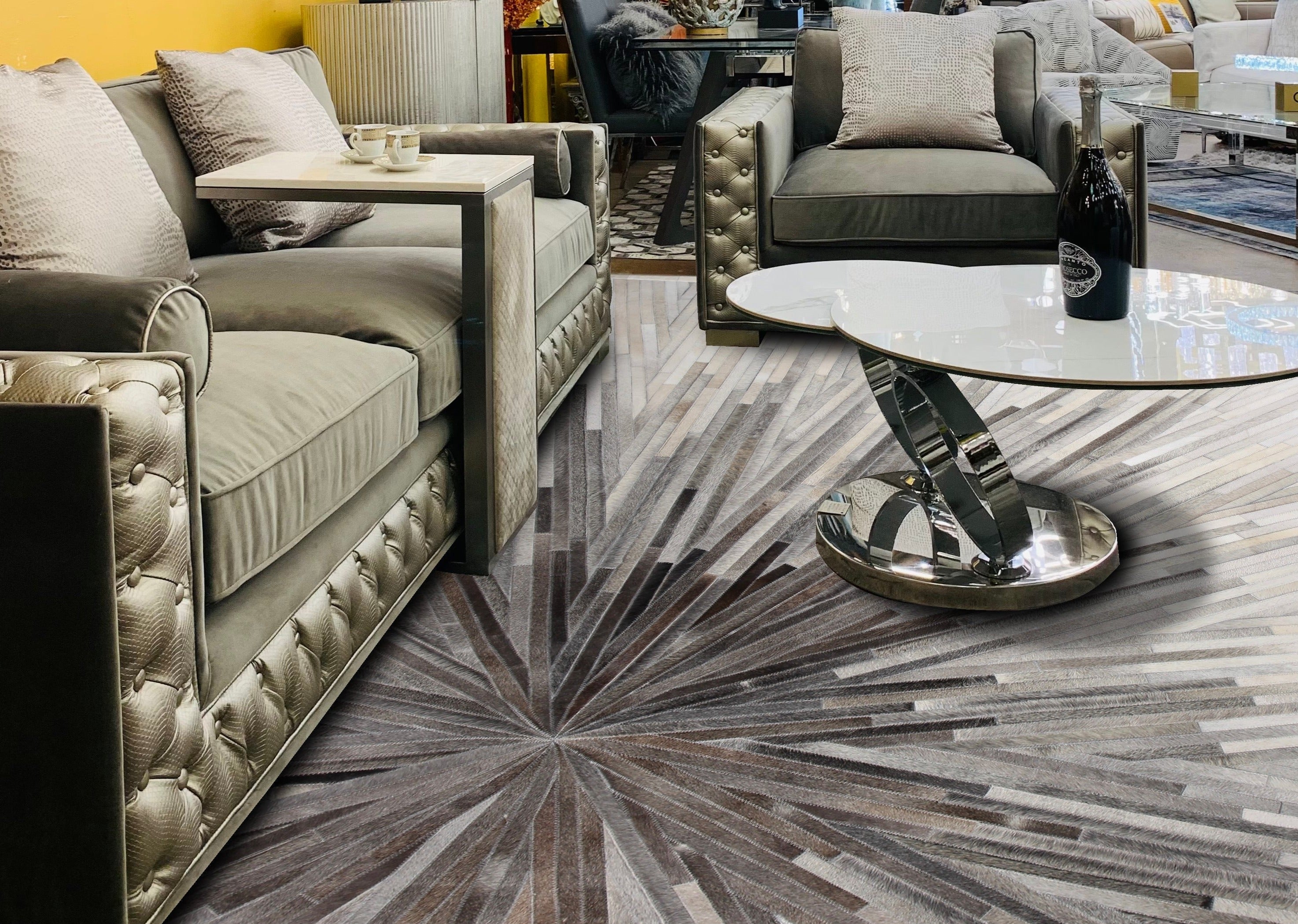 Leather Patchwork Cowhide Area Rug