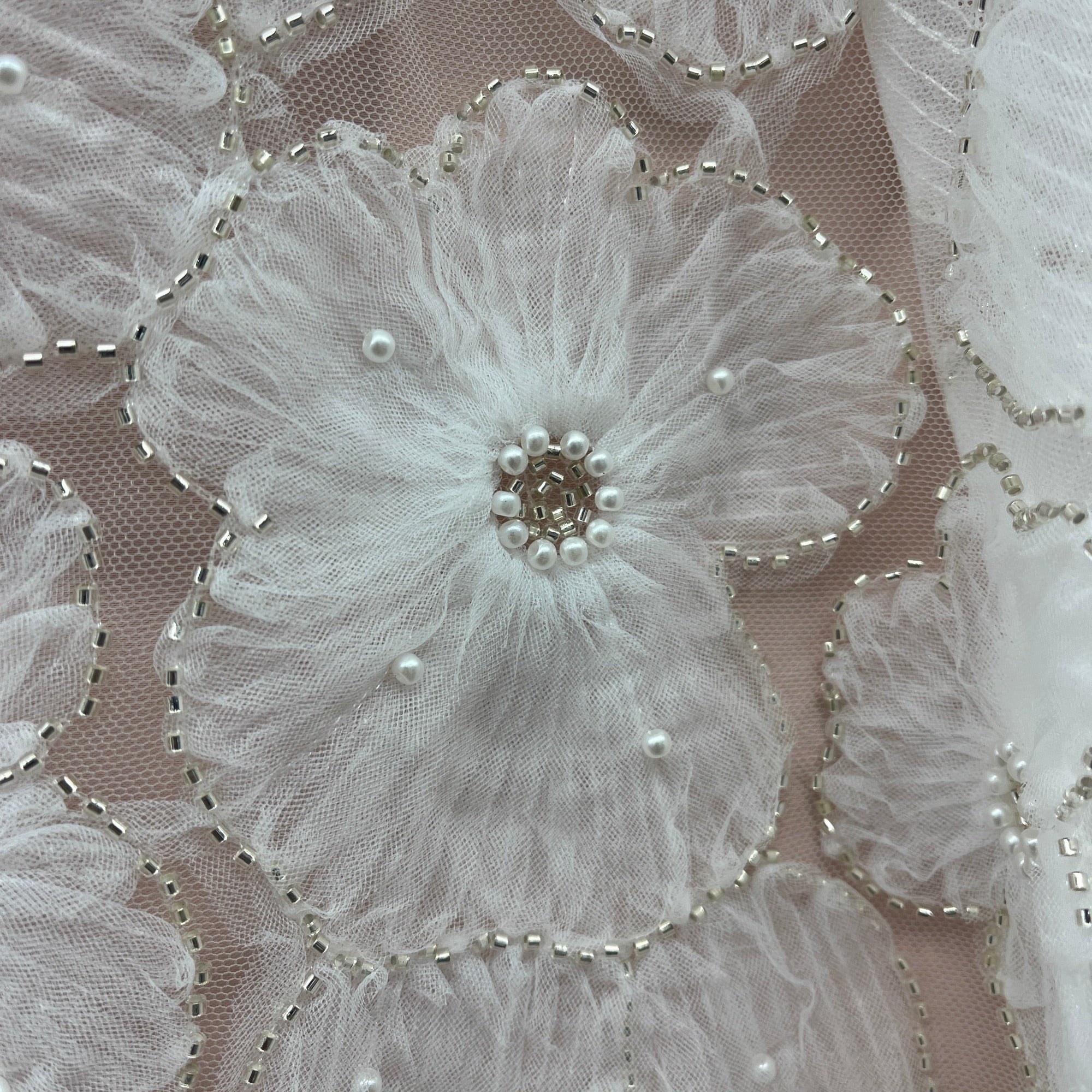 Beaded 3D Floral Lace Fabric for Bridal, Quinceañera & Dance Dresses | Lace USA - GD-216