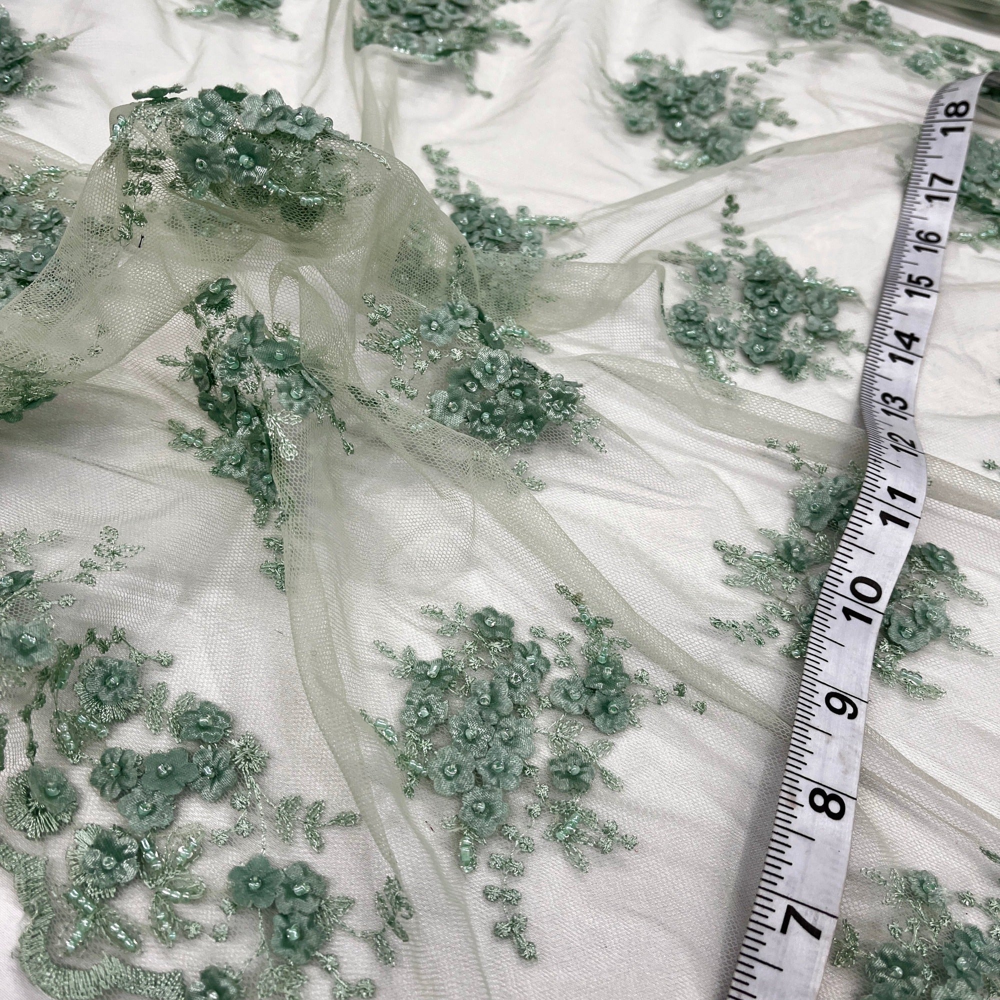 Beaded Double Sided 3D Floral Lace Trimming Embroidered on 100% Polyester Net Mesh | Lace USA - GD-731