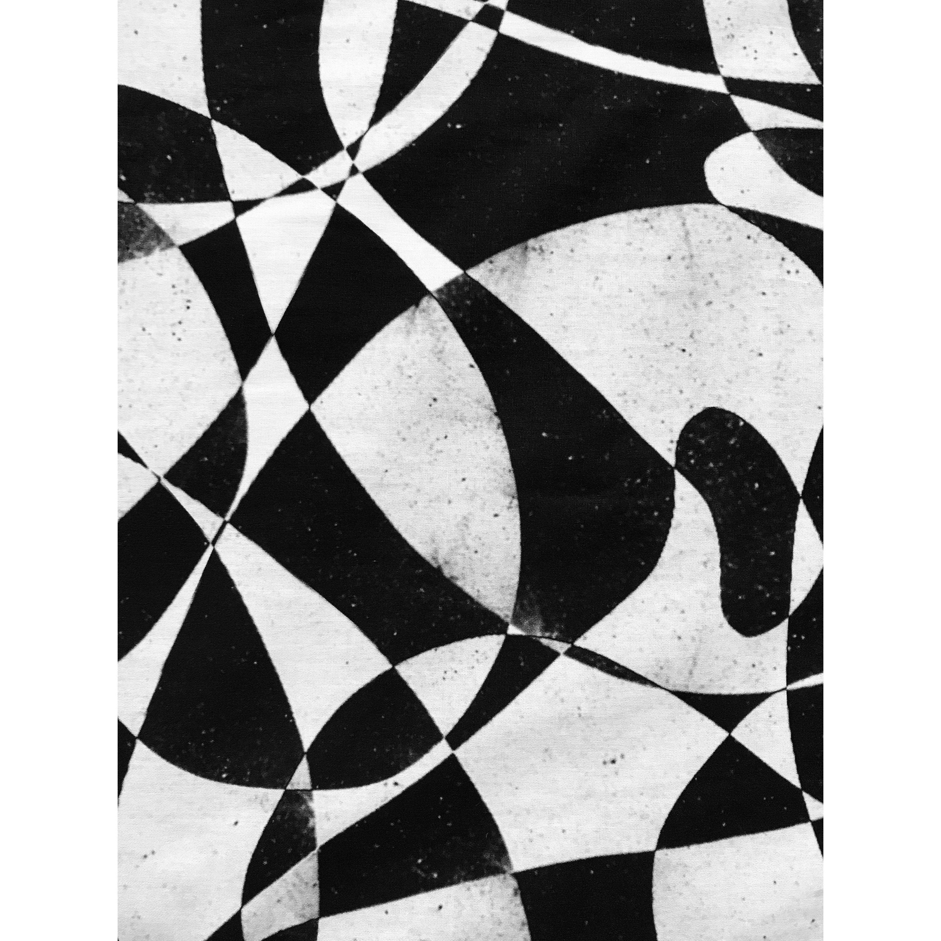 African Print, Elastic Knit Fabric - Black, White "Shattering the Glass Ceiling" Per Yard