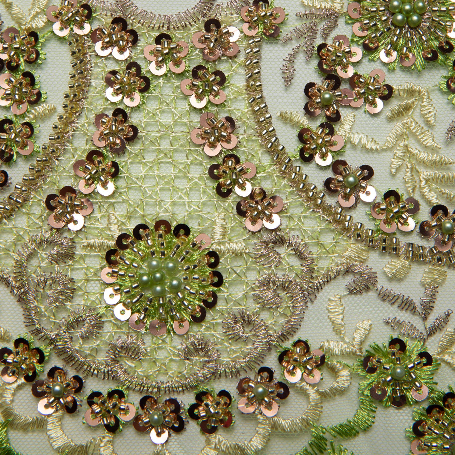 Tulle Lace Fabric Embroidered with Sequins and Sophisticated Pattern 52" Wide | Exquisite Fabric