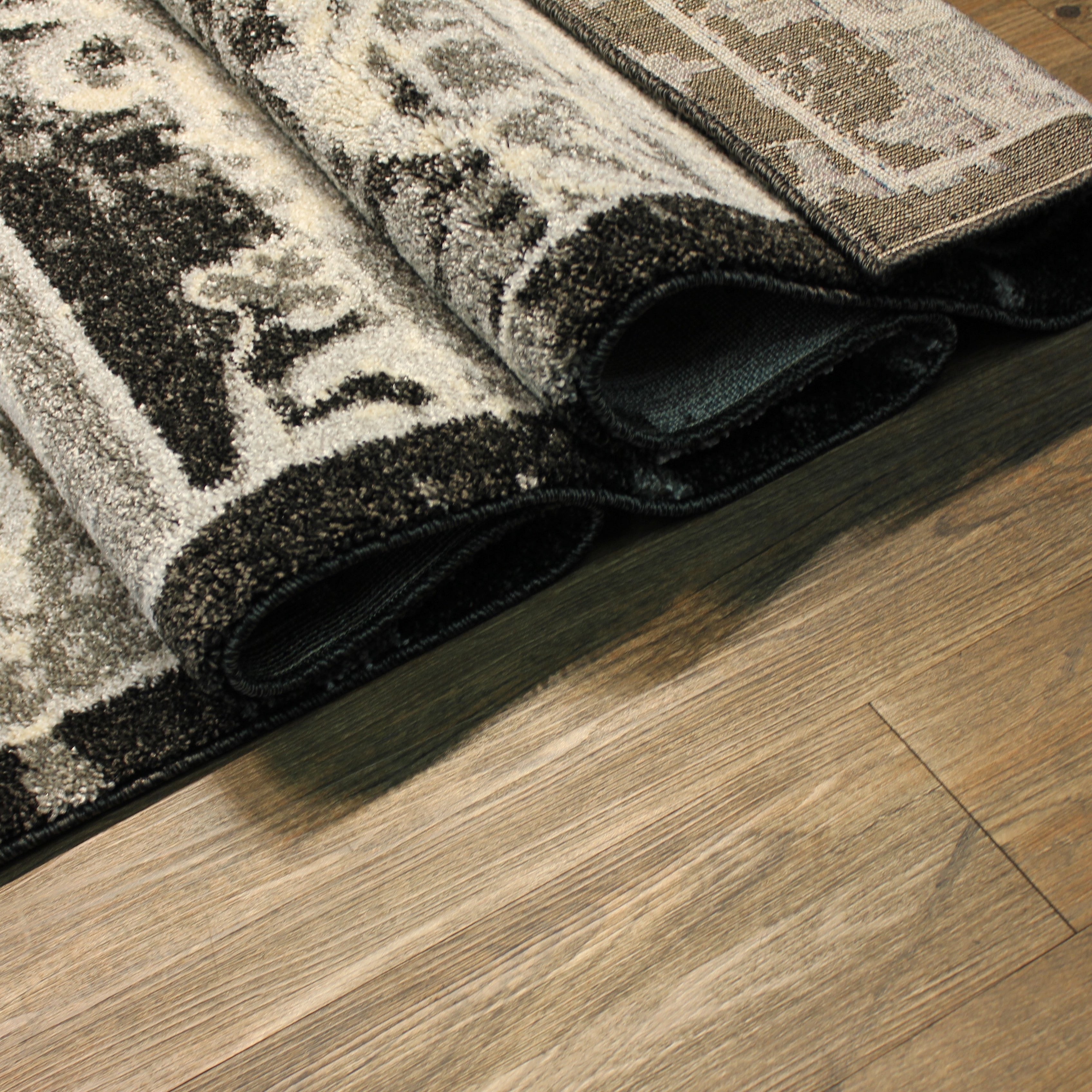 Durable 5x7  Plush Southern Style Black Gray Area Rug Carpet