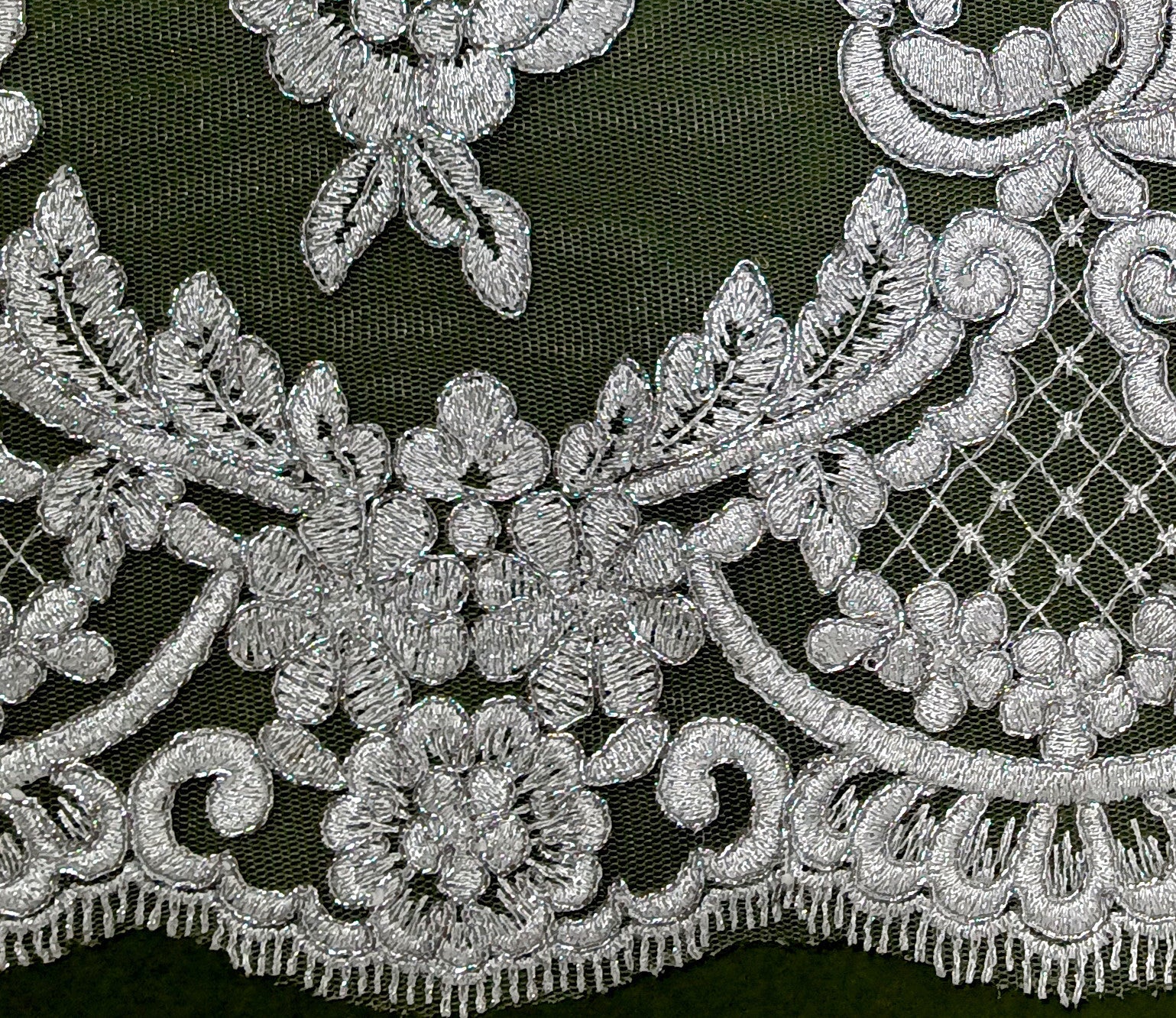 Corded Double Sided Lace Trimming Embroidered on 100% Polyester Net Mesh | Lace USA - 95329W/2