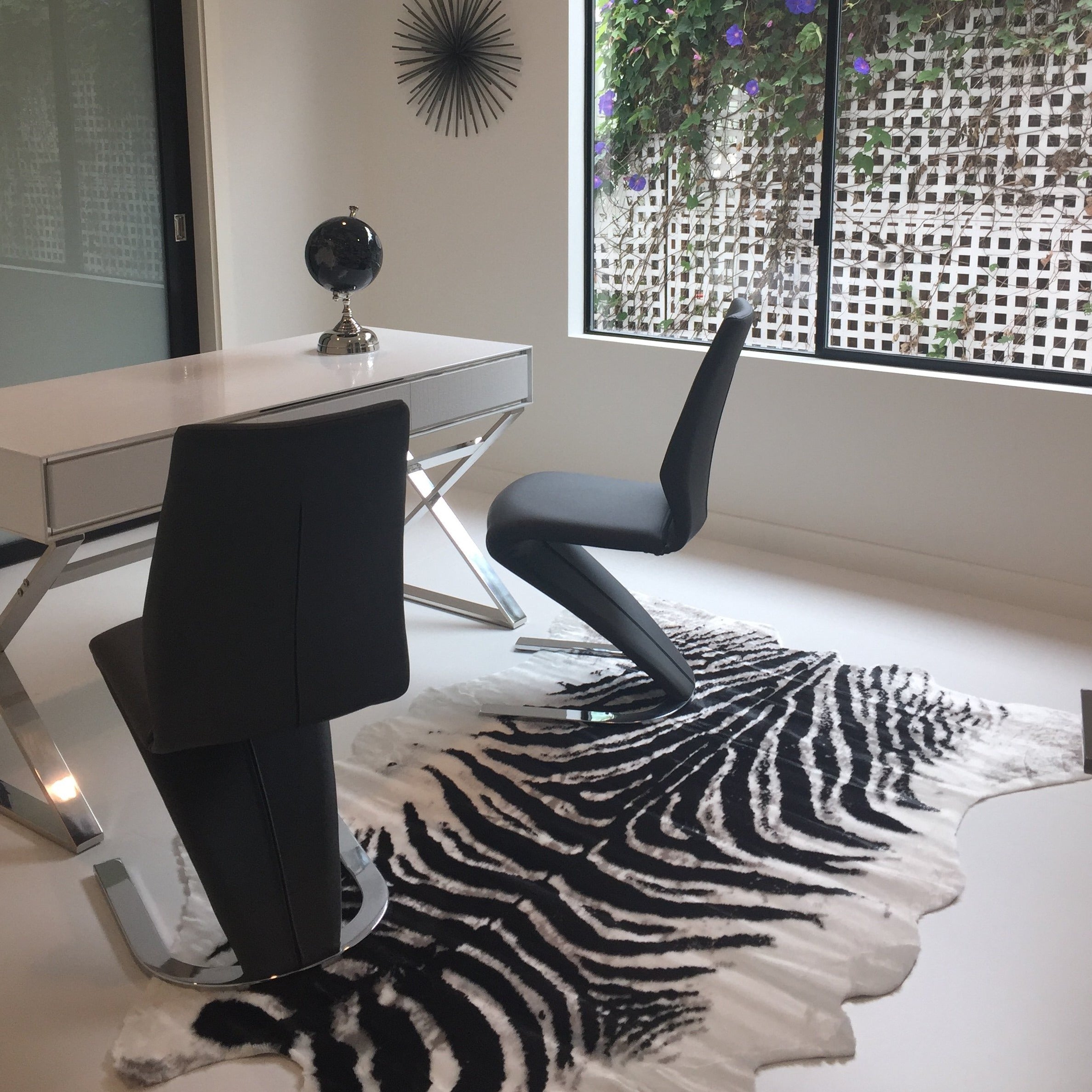 Zebra Print Vegan Faux Hide/Cowhide Area Rug/Carpet Animal Cruelty Free