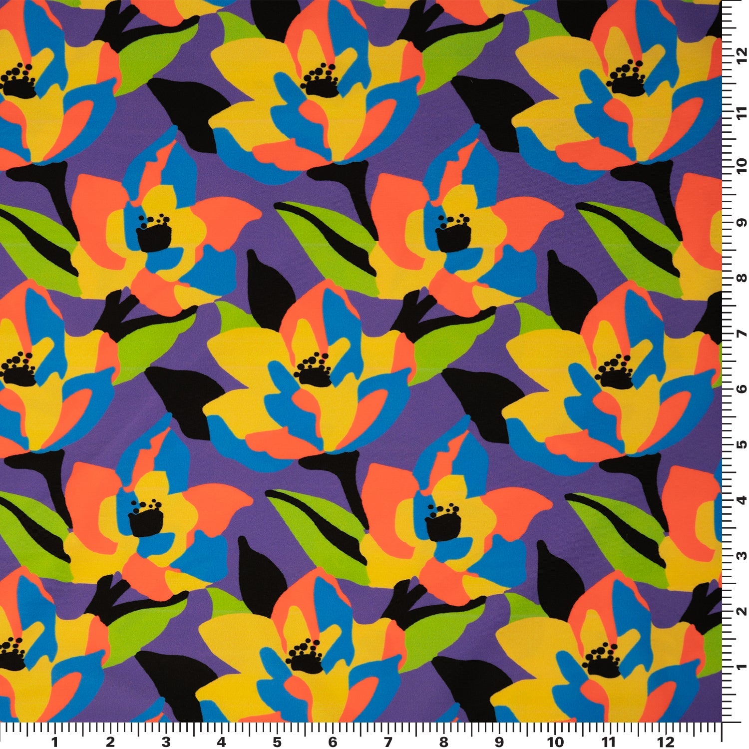 Abstract Painted Lilies Printed Spandex Fabric | Blue Moon Fabrics