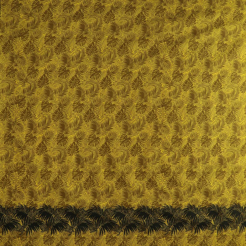 All Over Monstera Leaves Firm Fen Single Border Poly-Cotton | Islands Fabric