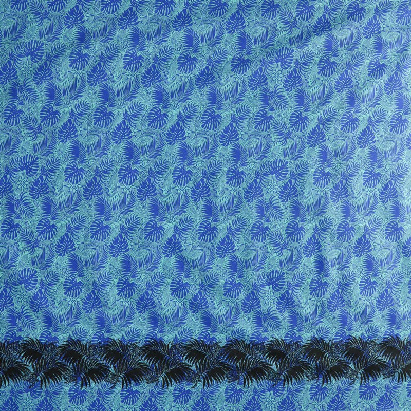All Over Monstera Leaves Firm Fen Single Border Poly-Cotton | Islands Fabric