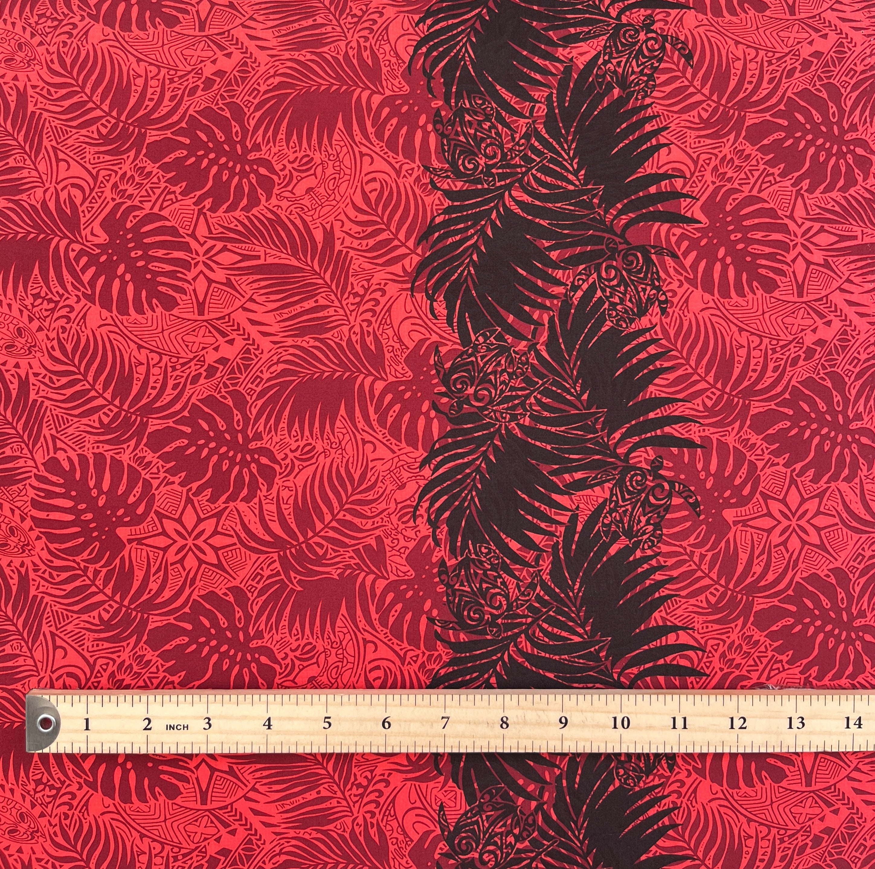 All Over Monstera Leaves Firm Fen Single Border Poly-Cotton | Islands Fabric
