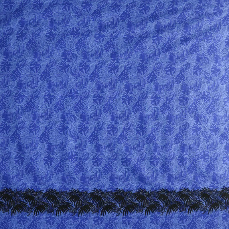 All Over Monstera Leaves Firm Fen Single Border Poly-Cotton | Islands Fabric