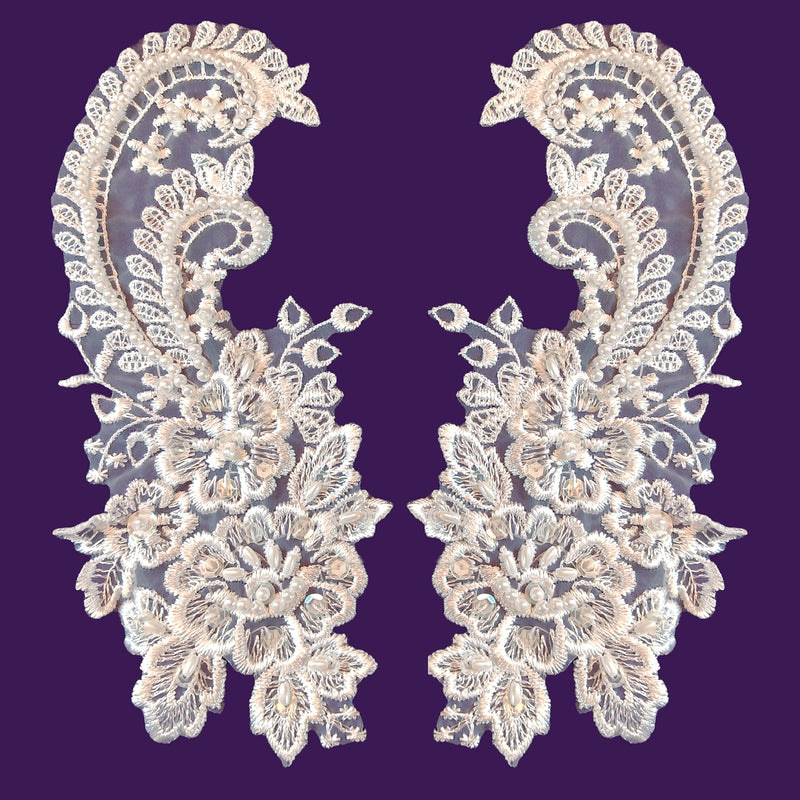 Beaded Bridal Lace Applique Embroidered on 100% Polyester Organza |  Lace USA - 87655N-BP