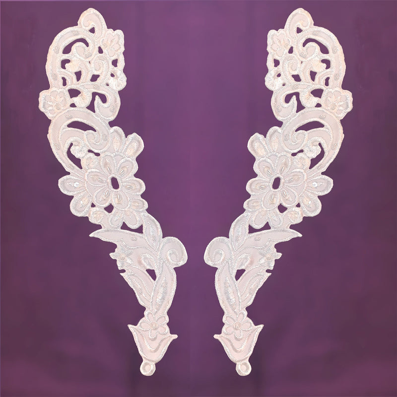Handmade Beaded Lace Applique on Satin for Bridal & Baptism | Lace USA - 89917S-BP