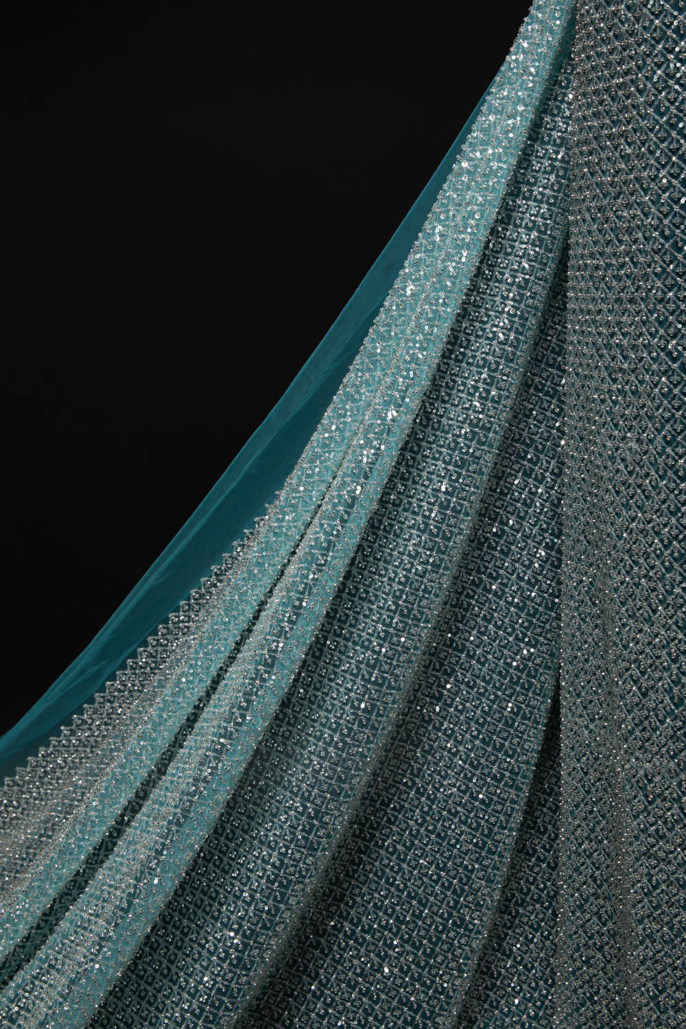 Tulle Lace Fabric Embroidered with Sequins and Exquisite Pattern 52" Wide | Exquisite Fabric