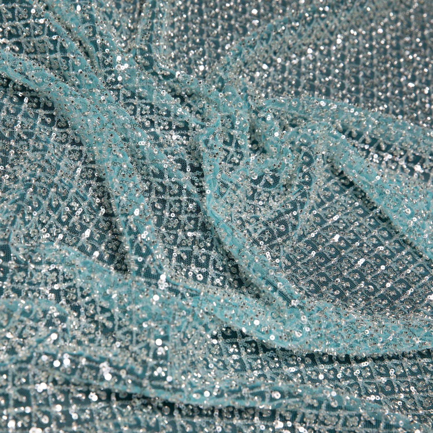 Tulle Lace Fabric Embroidered with Sequins and Exquisite Pattern 52" Wide | Exquisite Fabric