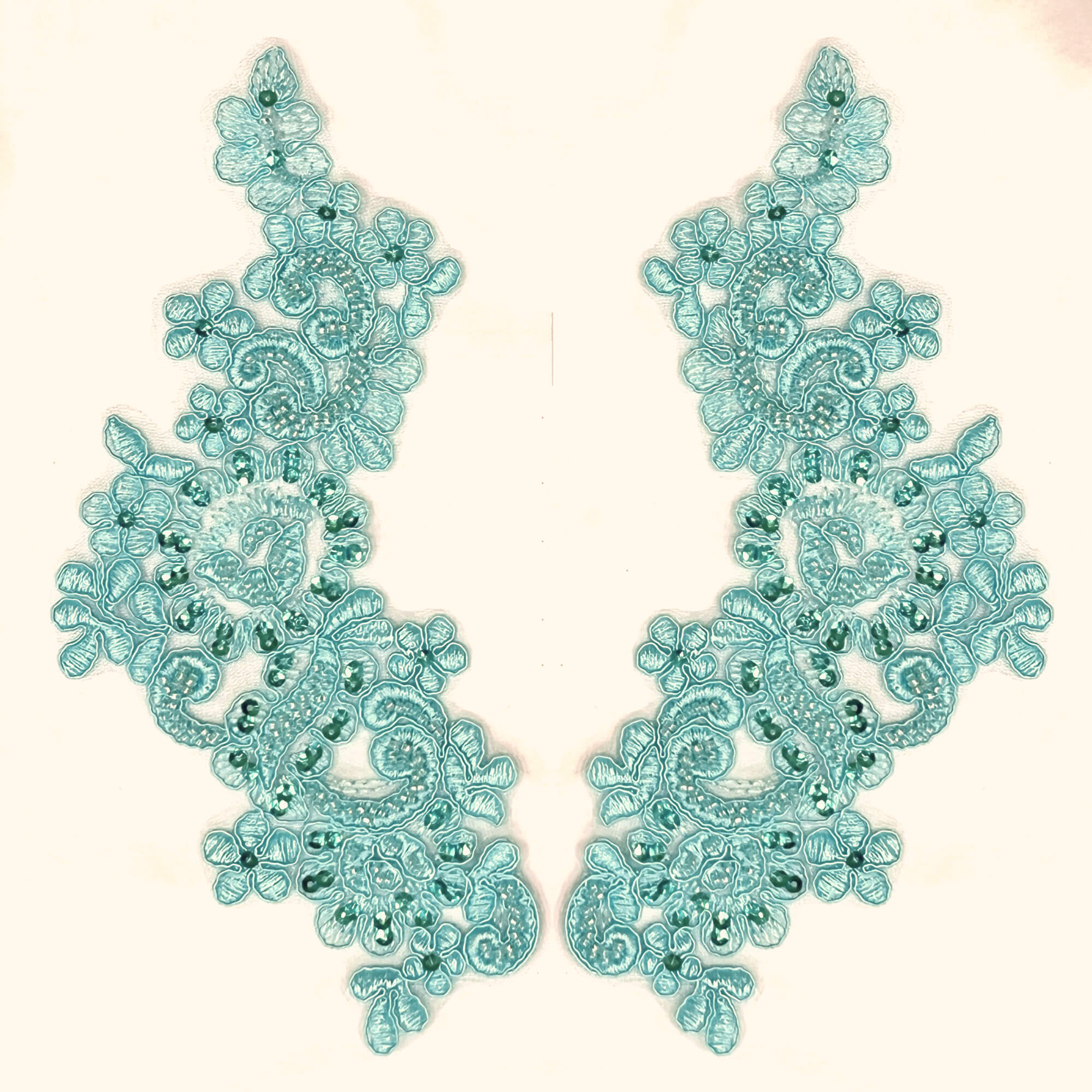 Beaded & Corded Floral Lace Applique Embroidered on 100% Polyester | Lace USA - KZ-25-HB
