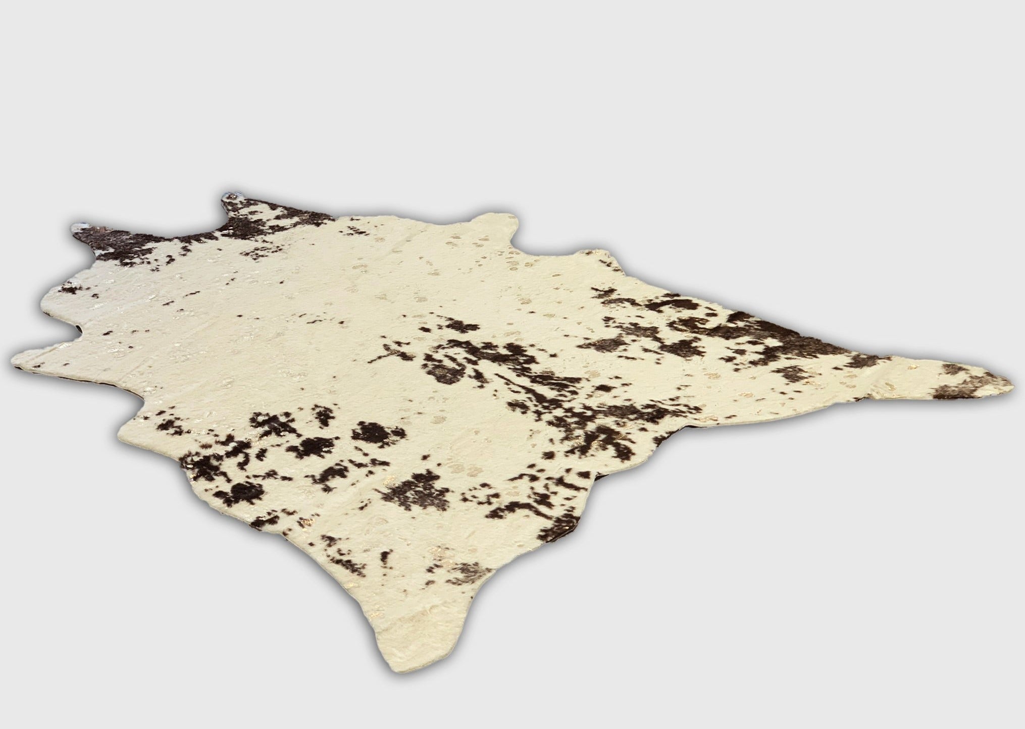 Vegan Cream Metallic Shinny Glow Faux Hide/Cowhide Area Rug/Carpet