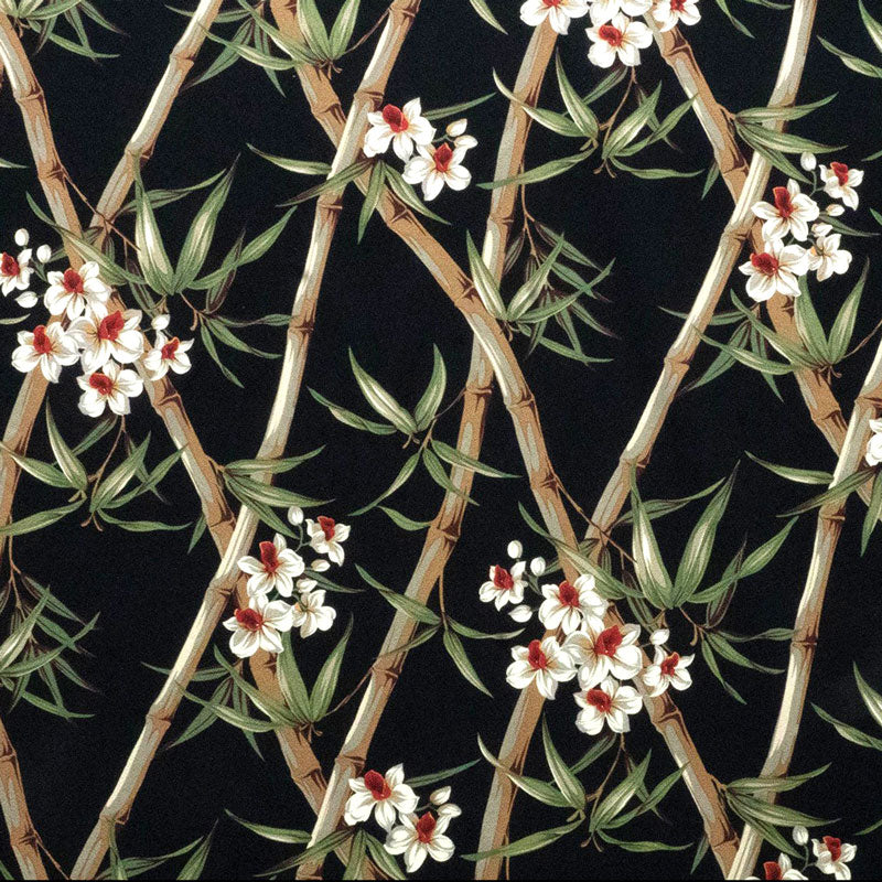 Bamboo Branches with Flowers and Leaves Upholstery Fabric | Islands Fabric