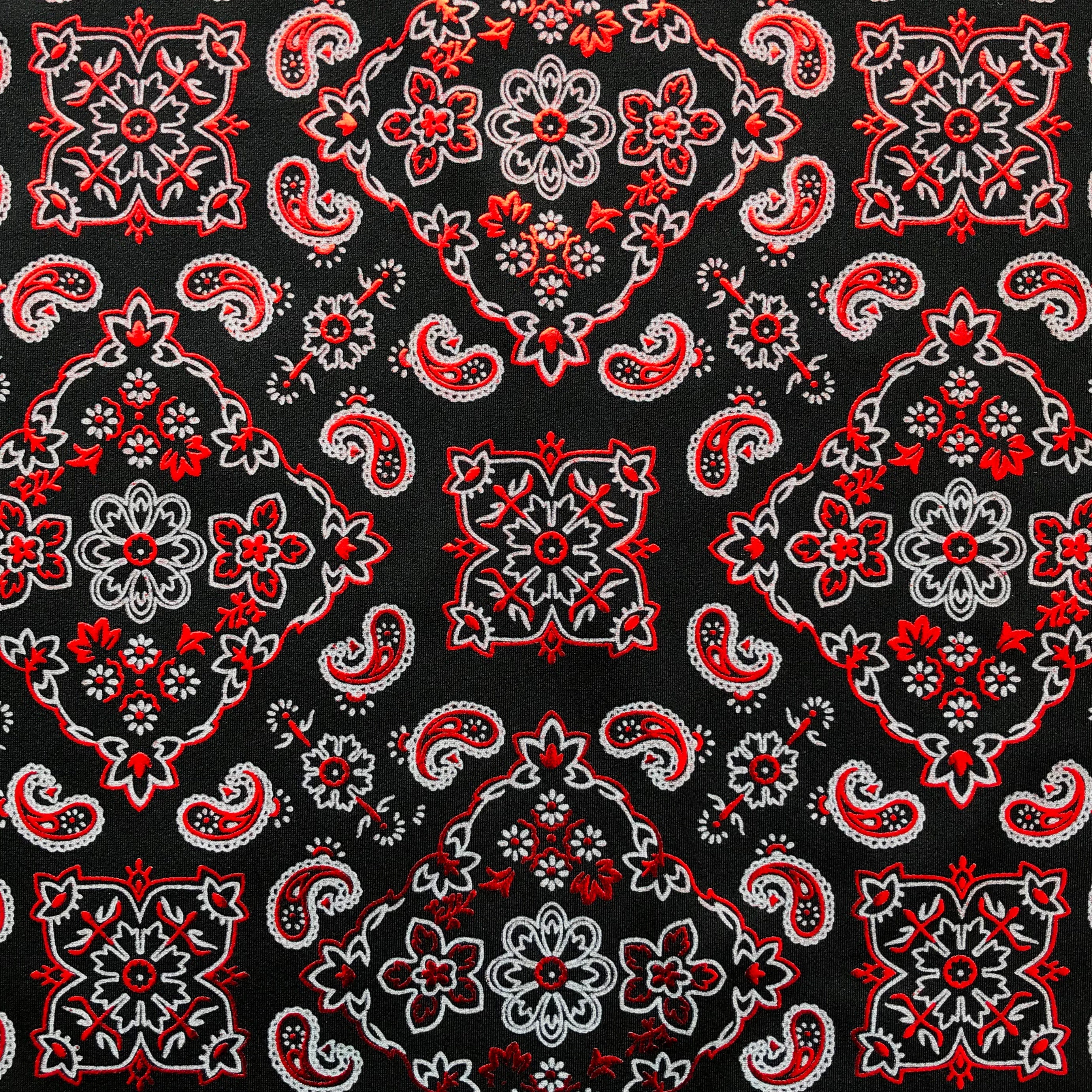 Bandana Foil Printed Spandex Fabric | Blue Moon Fabrics