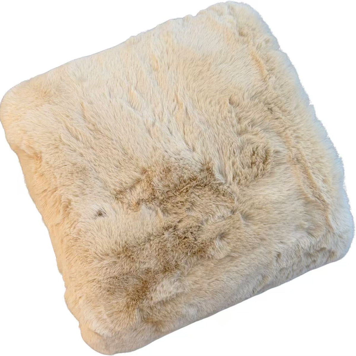 Luxe Beige Chinchilla Faux Fur Throw Blanket – Ultra-Soft Plush Bedspread