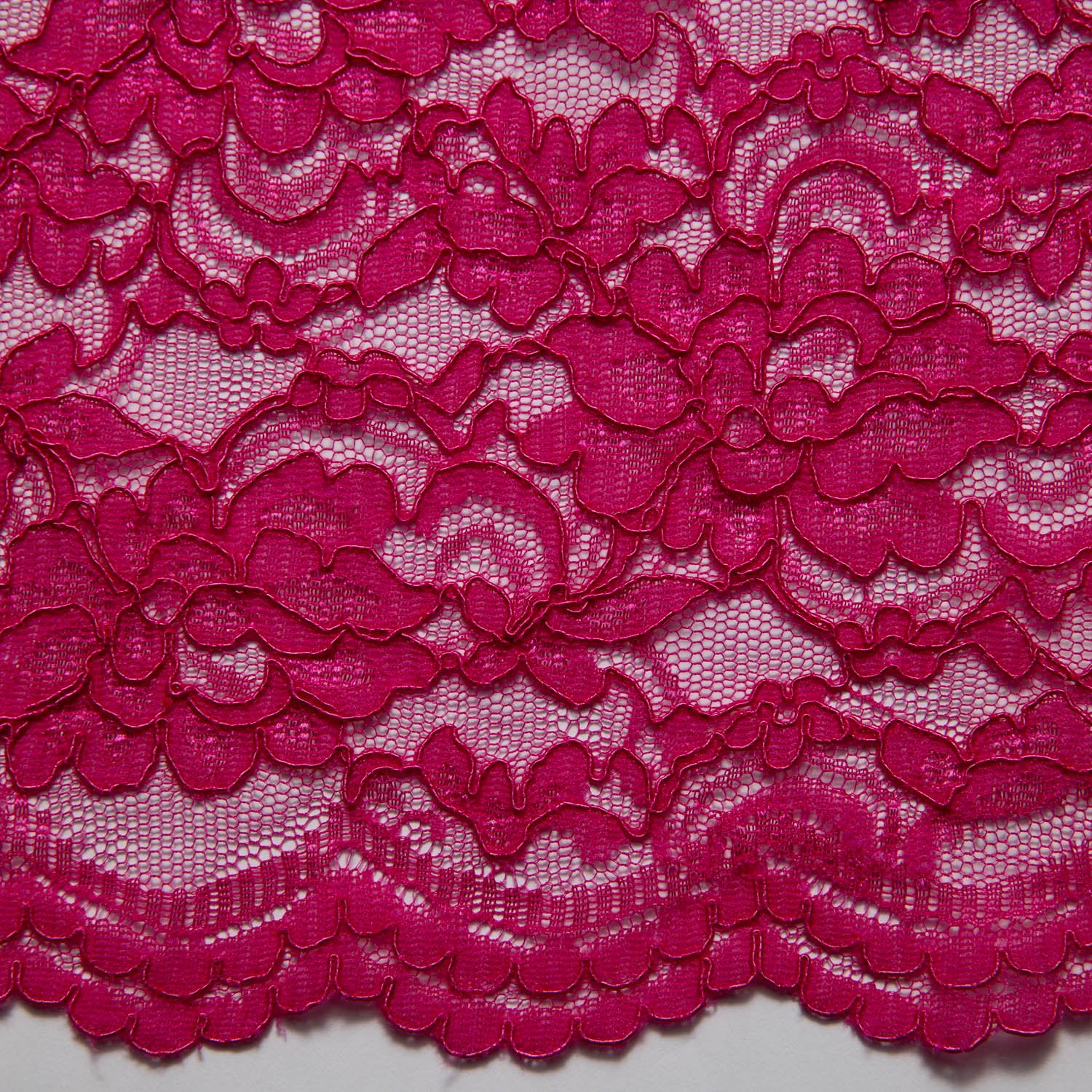 BERRY CORDED RASCHEL LACE FABRIC WITH ELEGANT FLORAL PATTERN 55% NYLON 45% COTTON  52/54" WIDE | Exquisite Fabric
