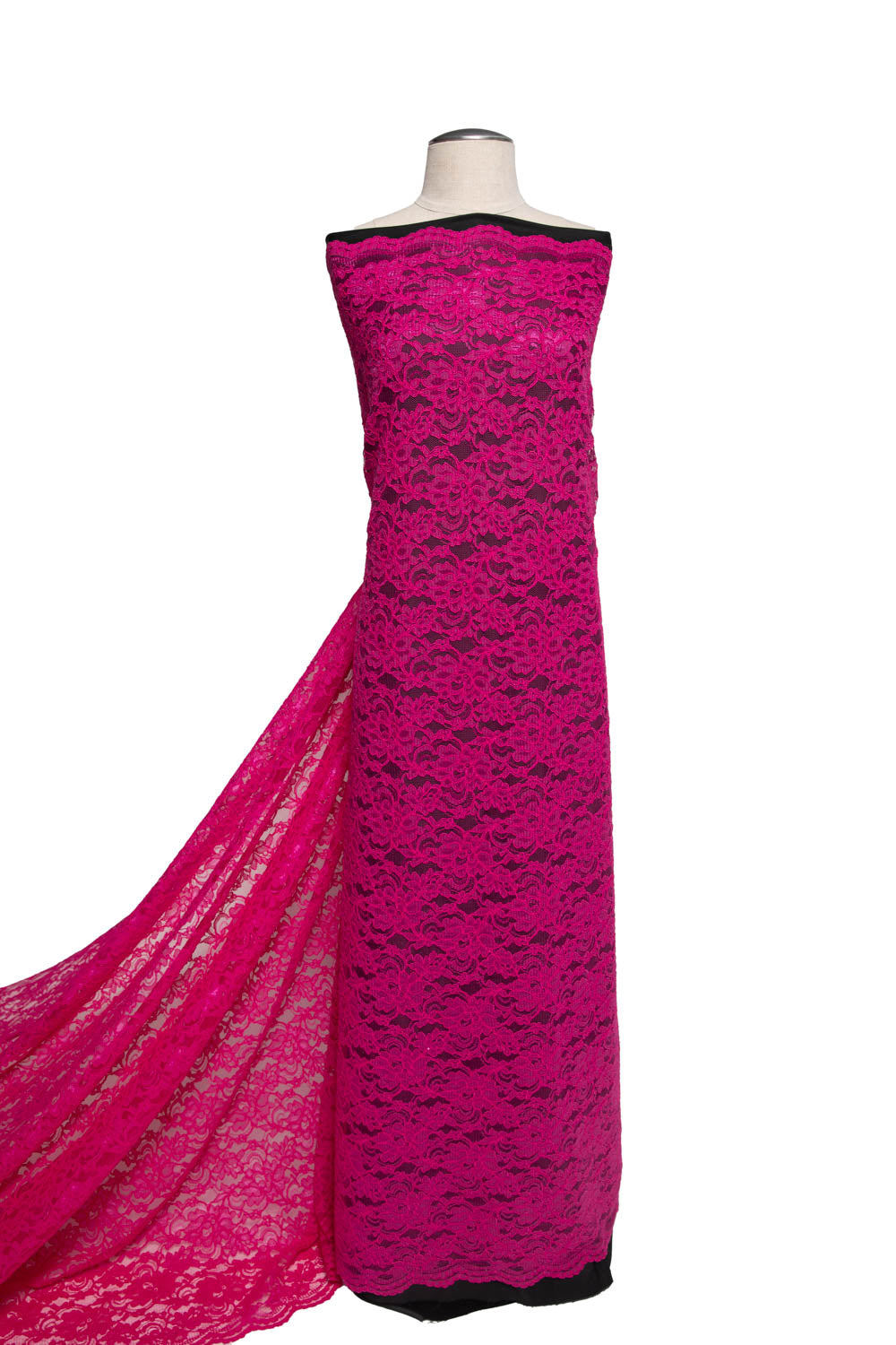 BERRY CORDED RASCHEL LACE FABRIC WITH ELEGANT FLORAL PATTERN 55% NYLON 45% COTTON  52/54" WIDE | Exquisite Fabric