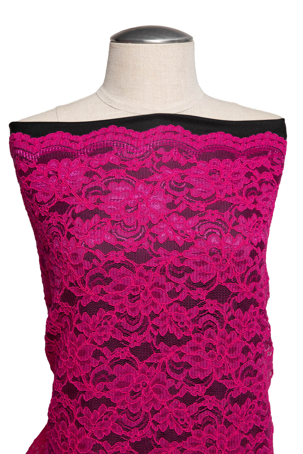 BERRY CORDED RASCHEL LACE FABRIC WITH ELEGANT FLORAL PATTERN 55% NYLON 45% COTTON  52/54" WIDE | Exquisite Fabric