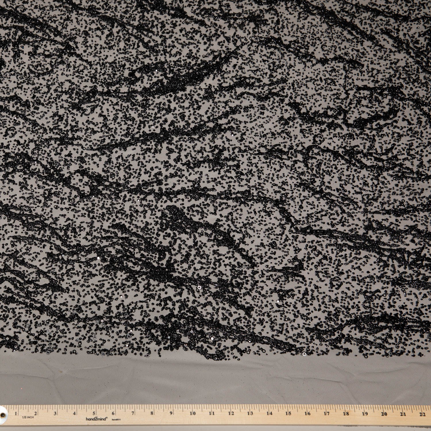 BLACK  P/SOFT LACE FABRIC GLITTER 56/58" WIDE | Exquisite Fabric