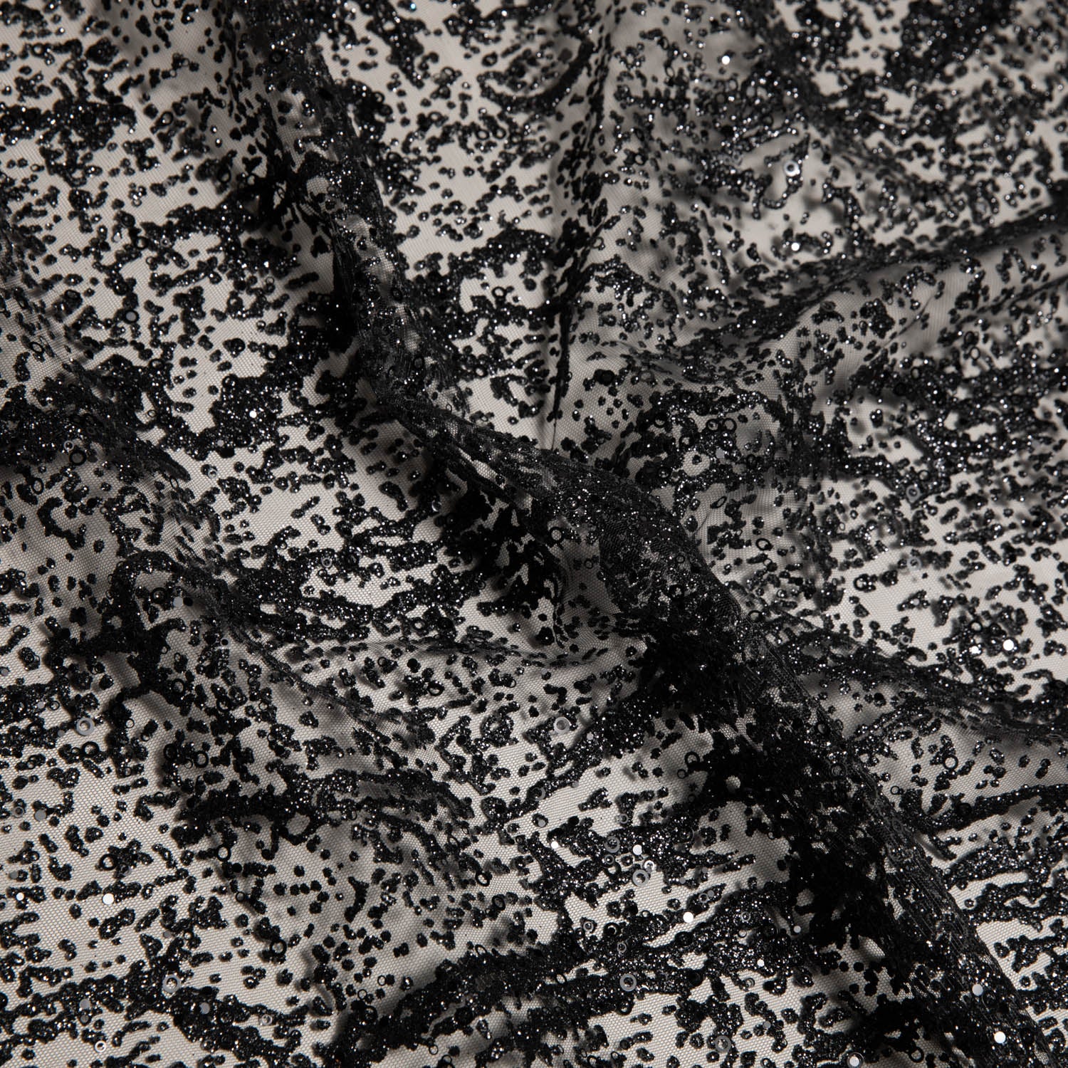 BLACK  P/SOFT LACE FABRIC GLITTER 56/58" WIDE | Exquisite Fabric