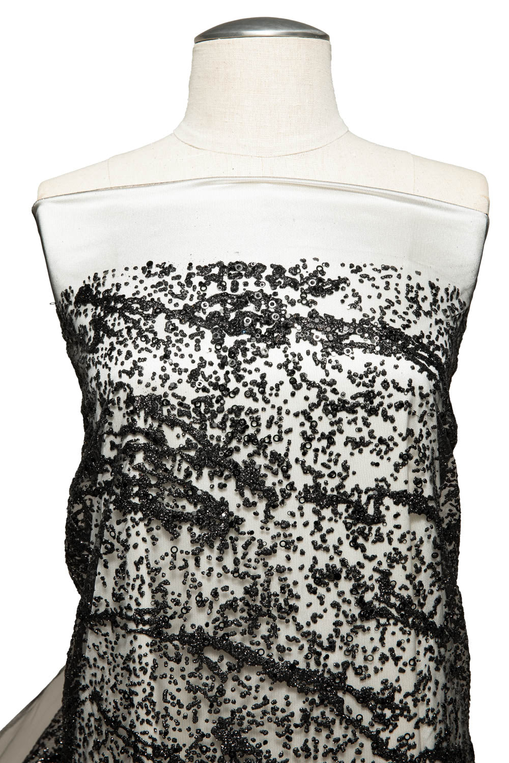 BLACK  P/SOFT LACE FABRIC GLITTER 56/58" WIDE | Exquisite Fabric