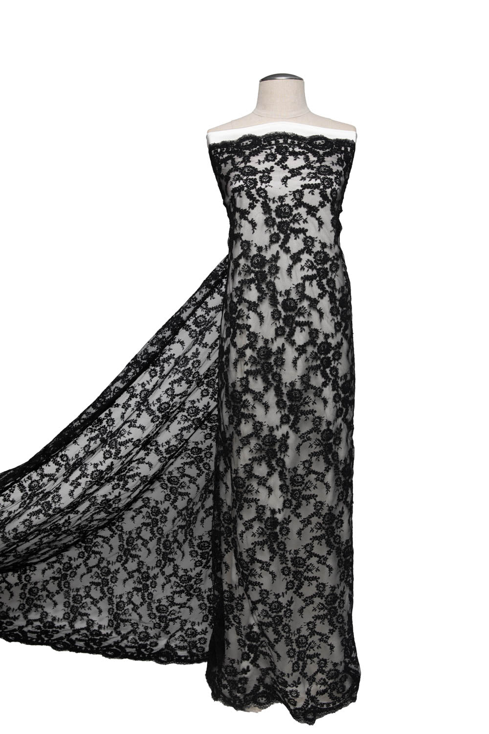 Re-Embroidered Lace Fabric with Cord and Extravagant Floral Design | Exquisite Fabric