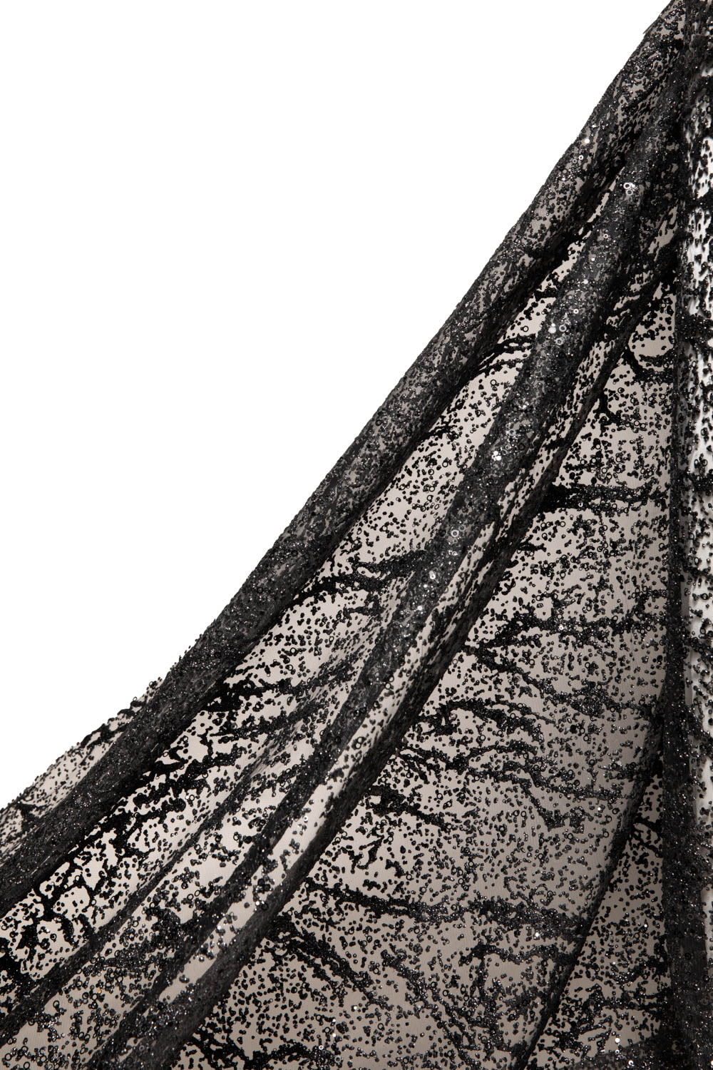 BLACK  P/SOFT LACE FABRIC GLITTER 56/58" WIDE | Exquisite Fabric