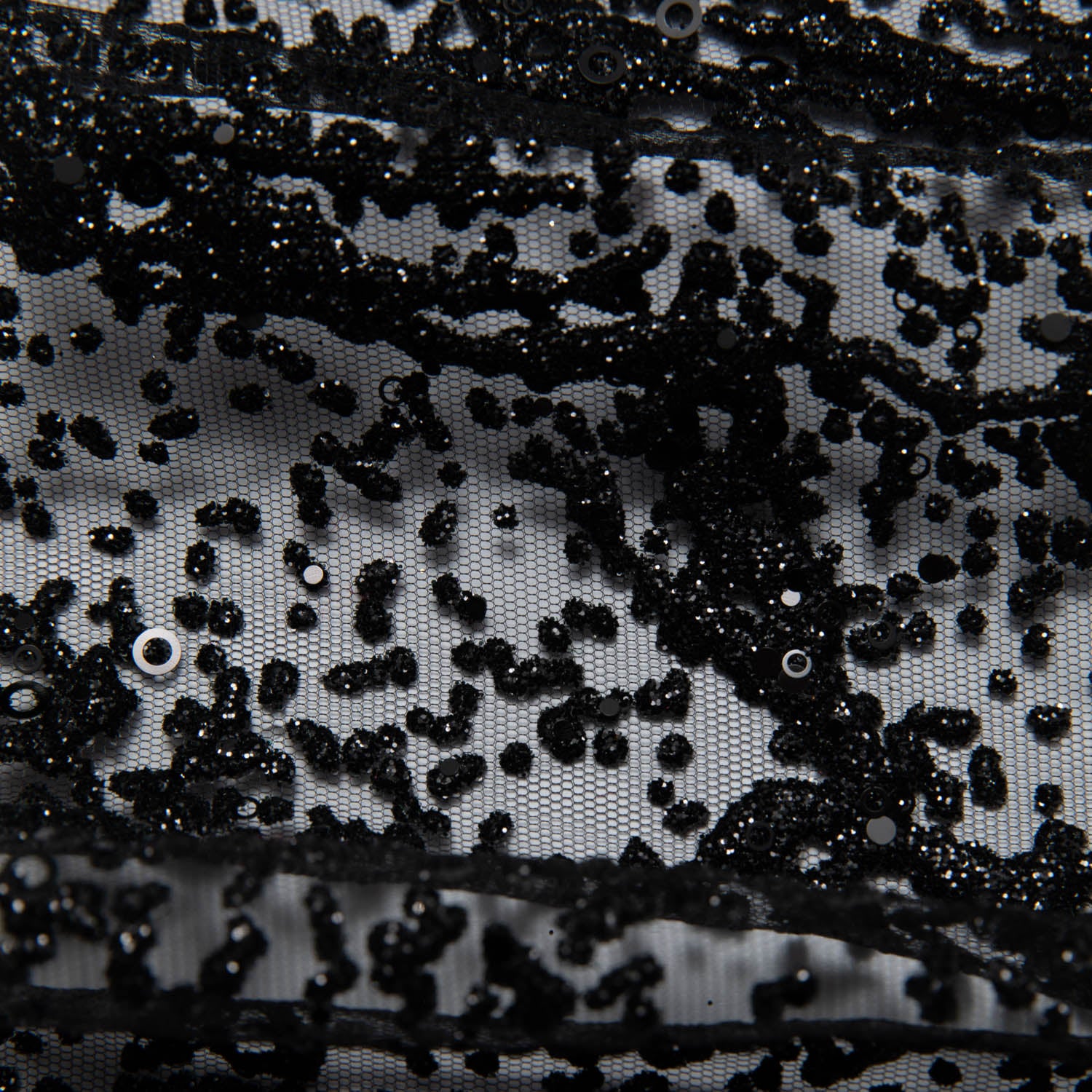BLACK  P/SOFT LACE FABRIC GLITTER 56/58" WIDE | Exquisite Fabric