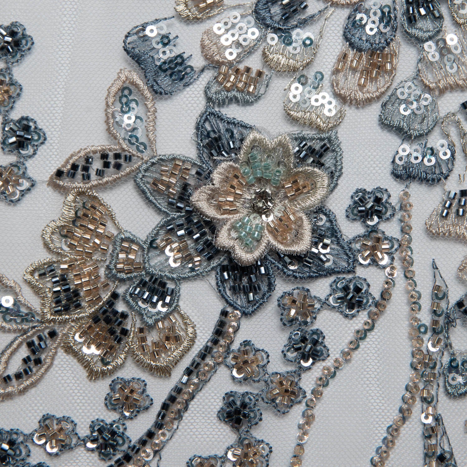 Tulle Lace Fabric Embroidered with Incredible Floral Design 52" Wide | Exquisite Fabric